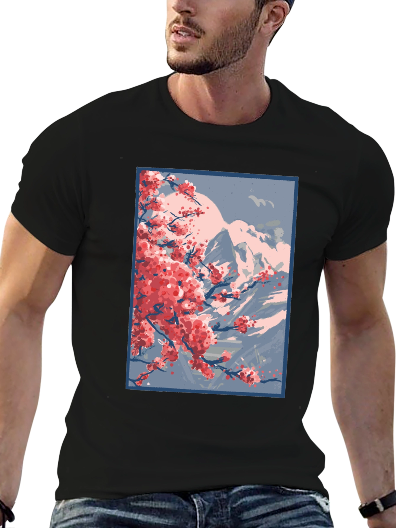 Sakura Mountain Black T-Shirt