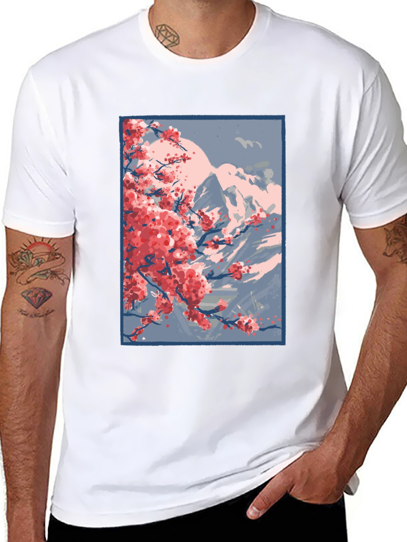 Sakura Mountain Black T-Shirt