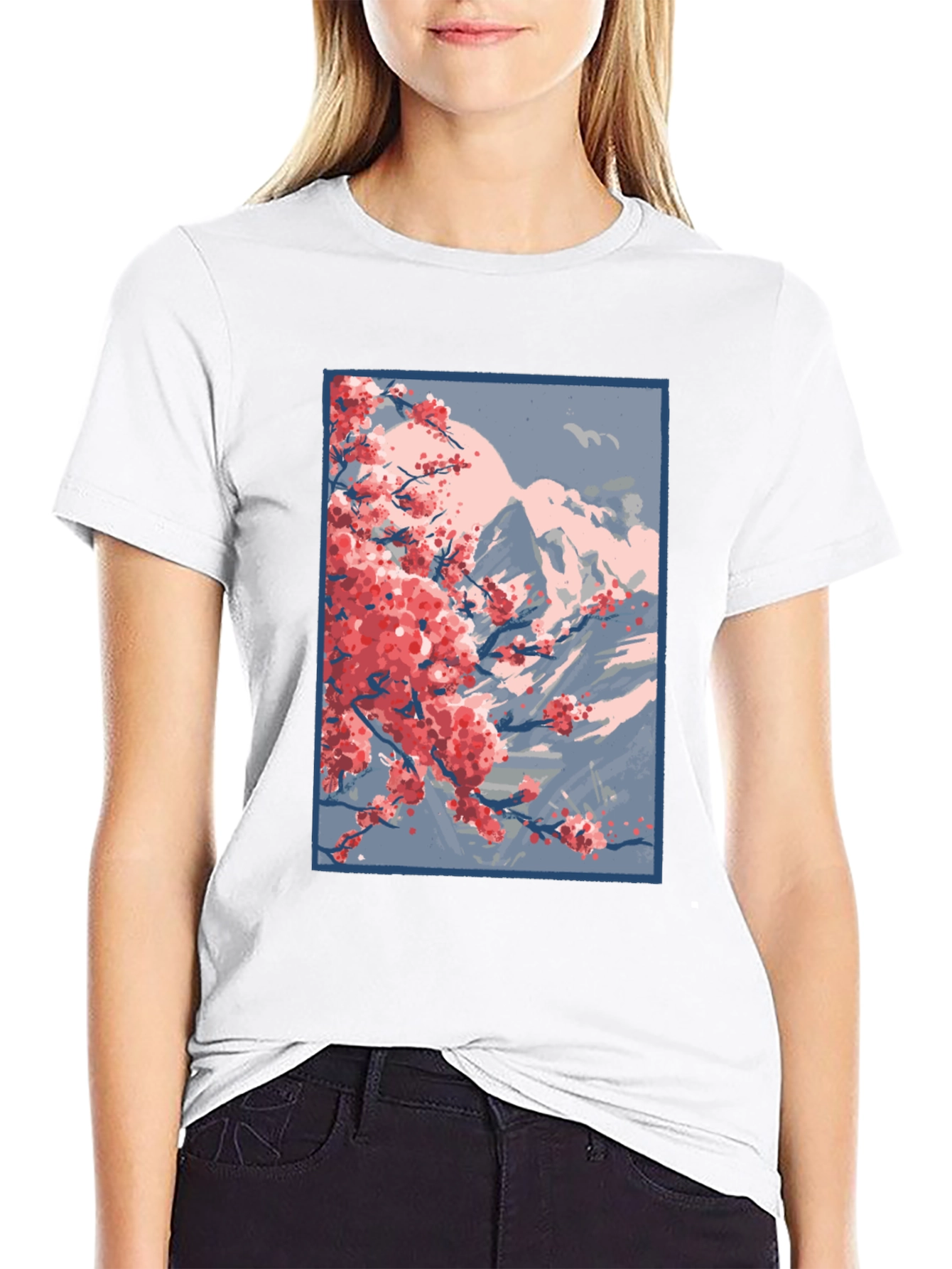 Sakura Mountain Black T-Shirt