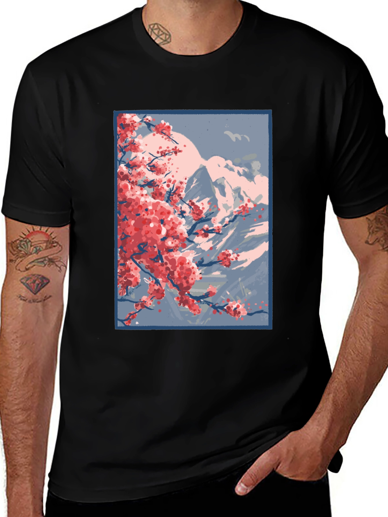 Sakura Mountain Black T-Shirt