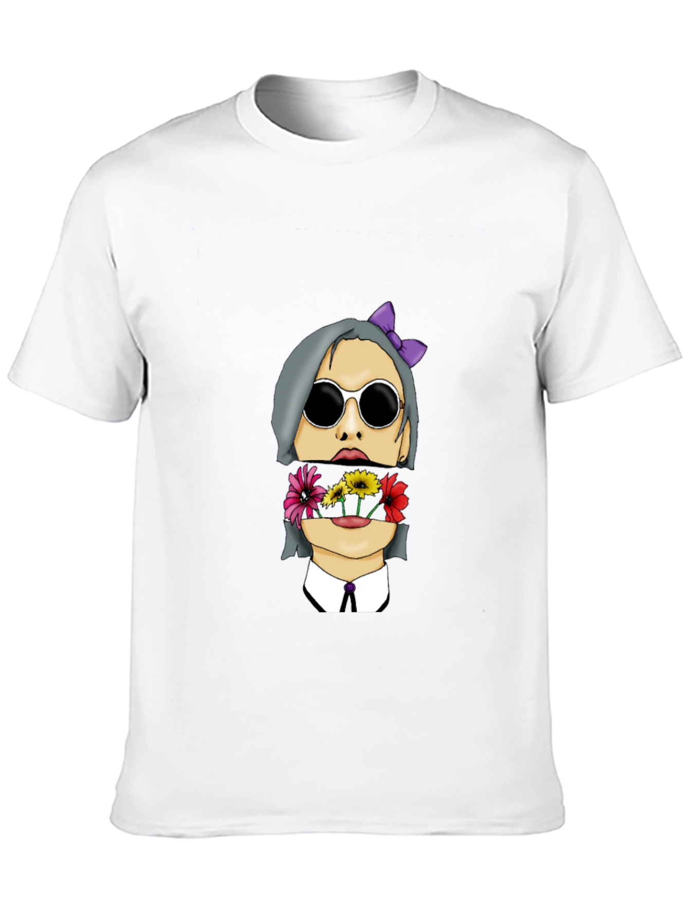Floral Face Graphic Print Mens Black T-Shirt