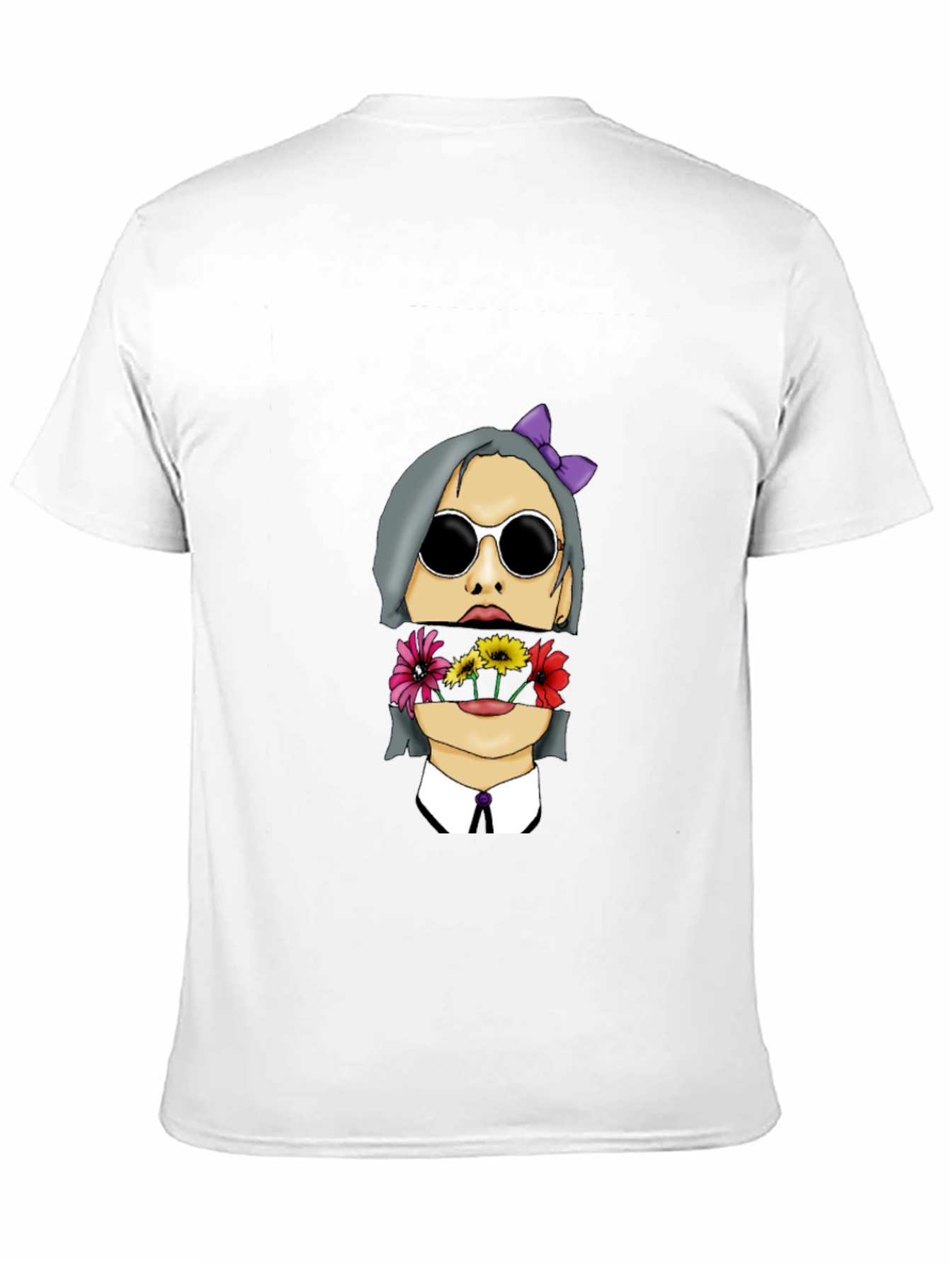 Floral Face Graphic Print Mens Black T-Shirt