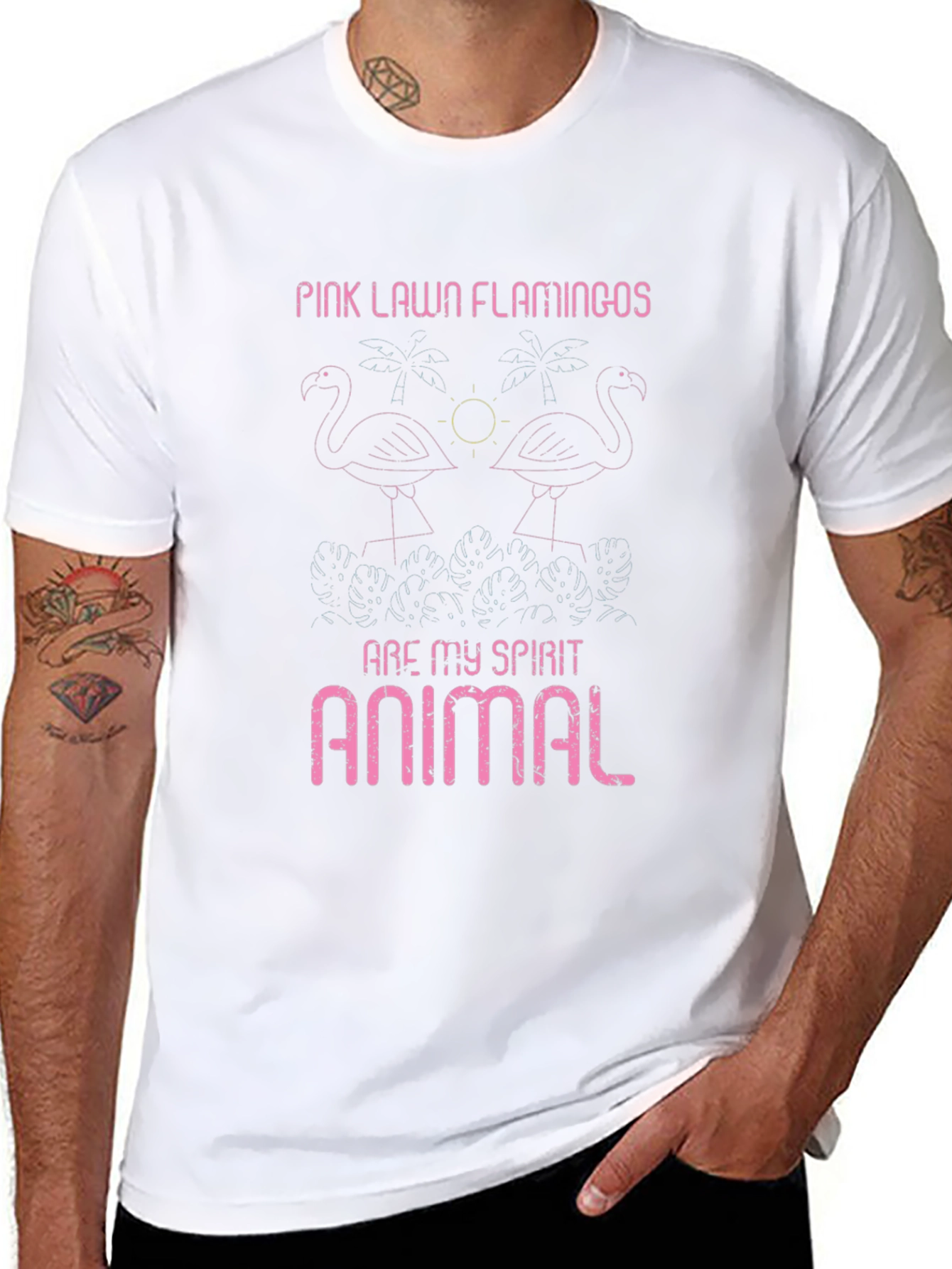 Pink Lawn Flamingos Graphic Tee - Spirit Animal T-Shirt
