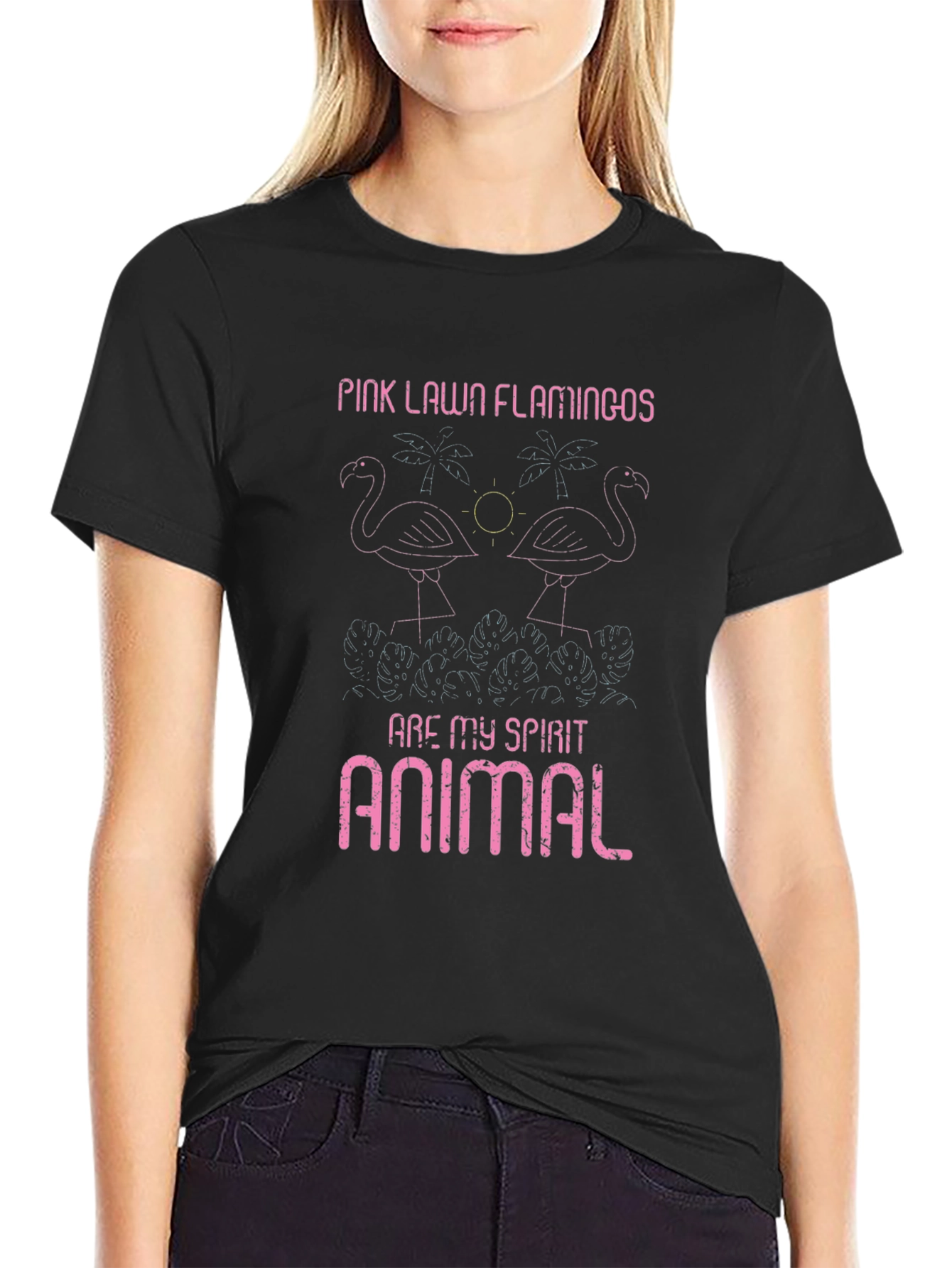 Pink Lawn Flamingos Graphic Tee - Spirit Animal T-Shirt