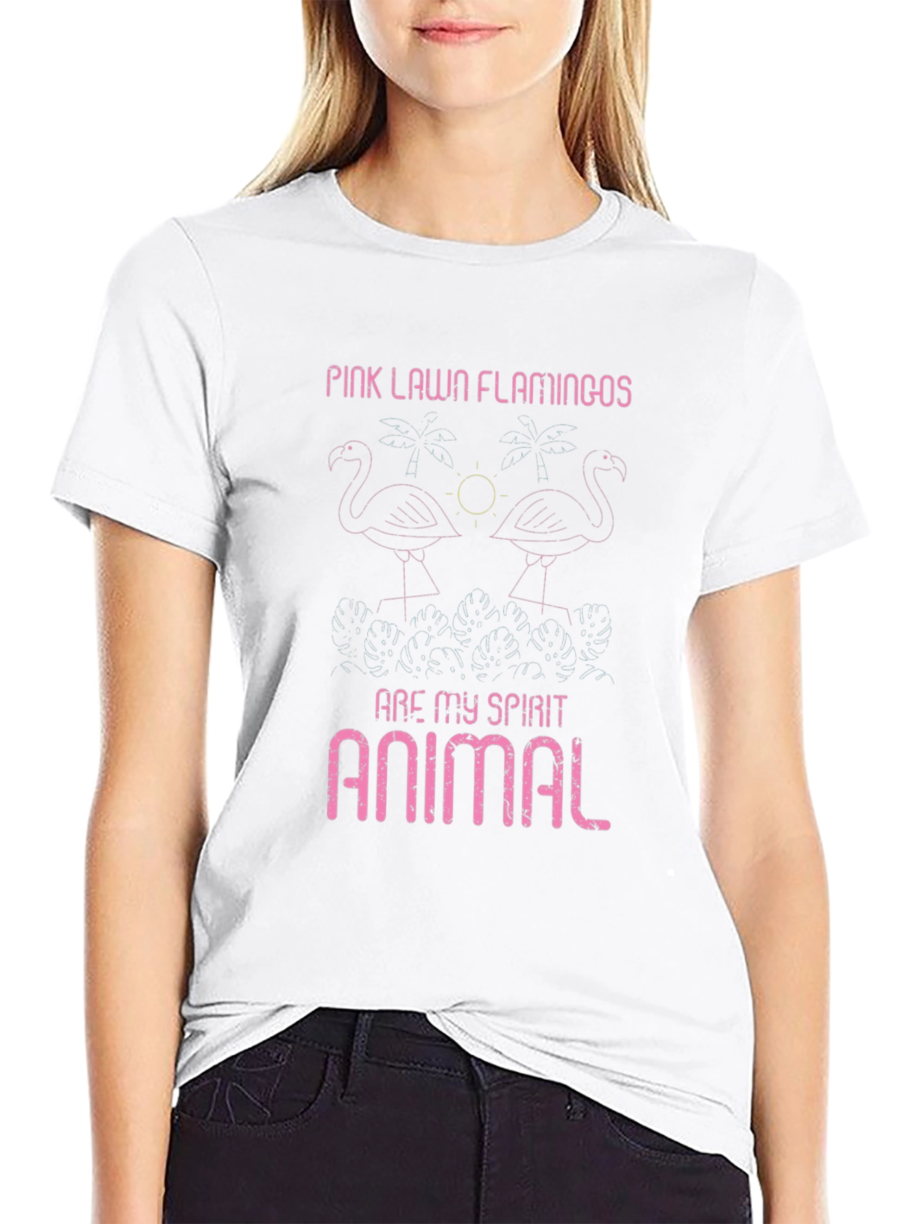 Pink Lawn Flamingos Graphic Tee - Spirit Animal T-Shirt