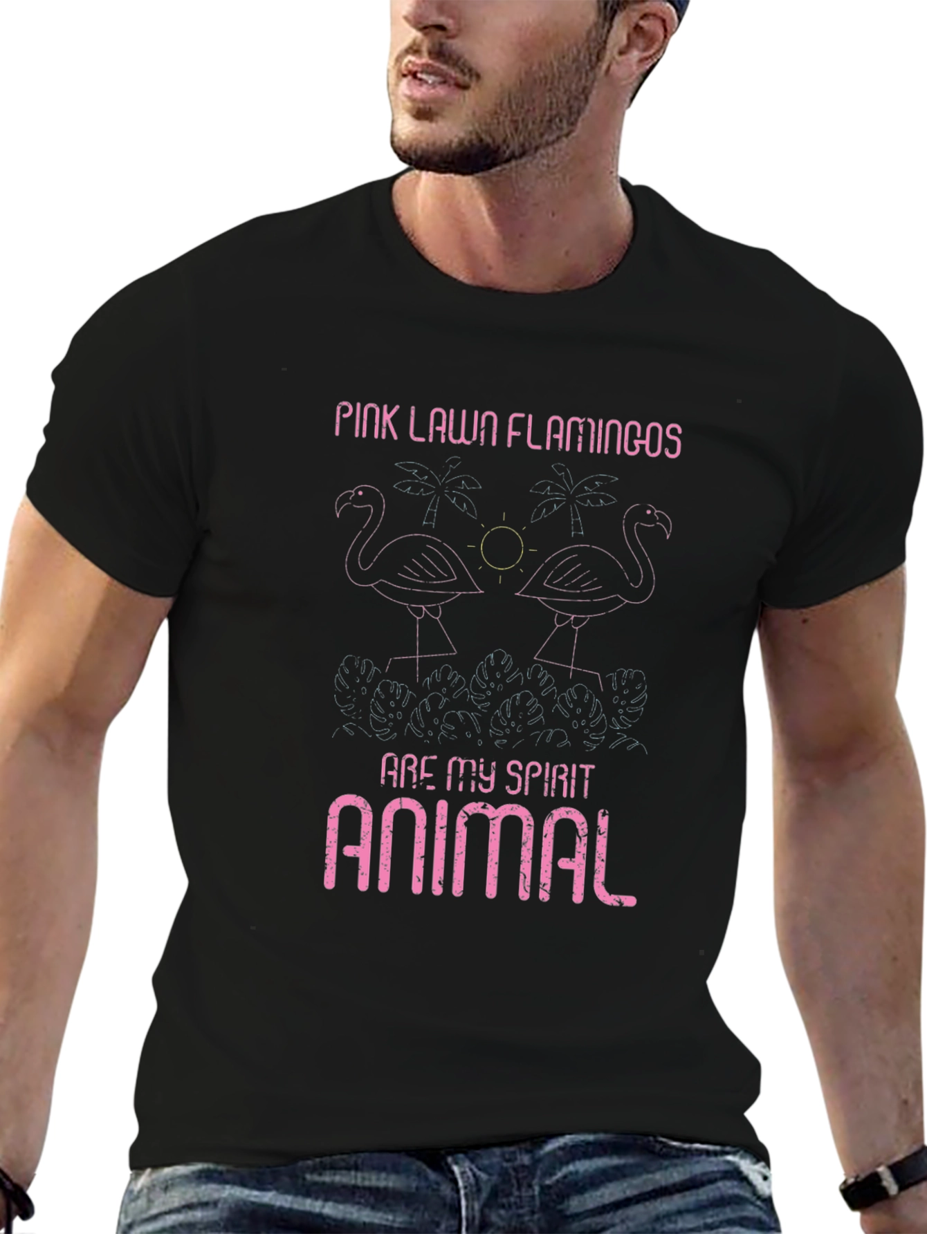 Pink Lawn Flamingos Graphic Tee - Spirit Animal T-Shirt