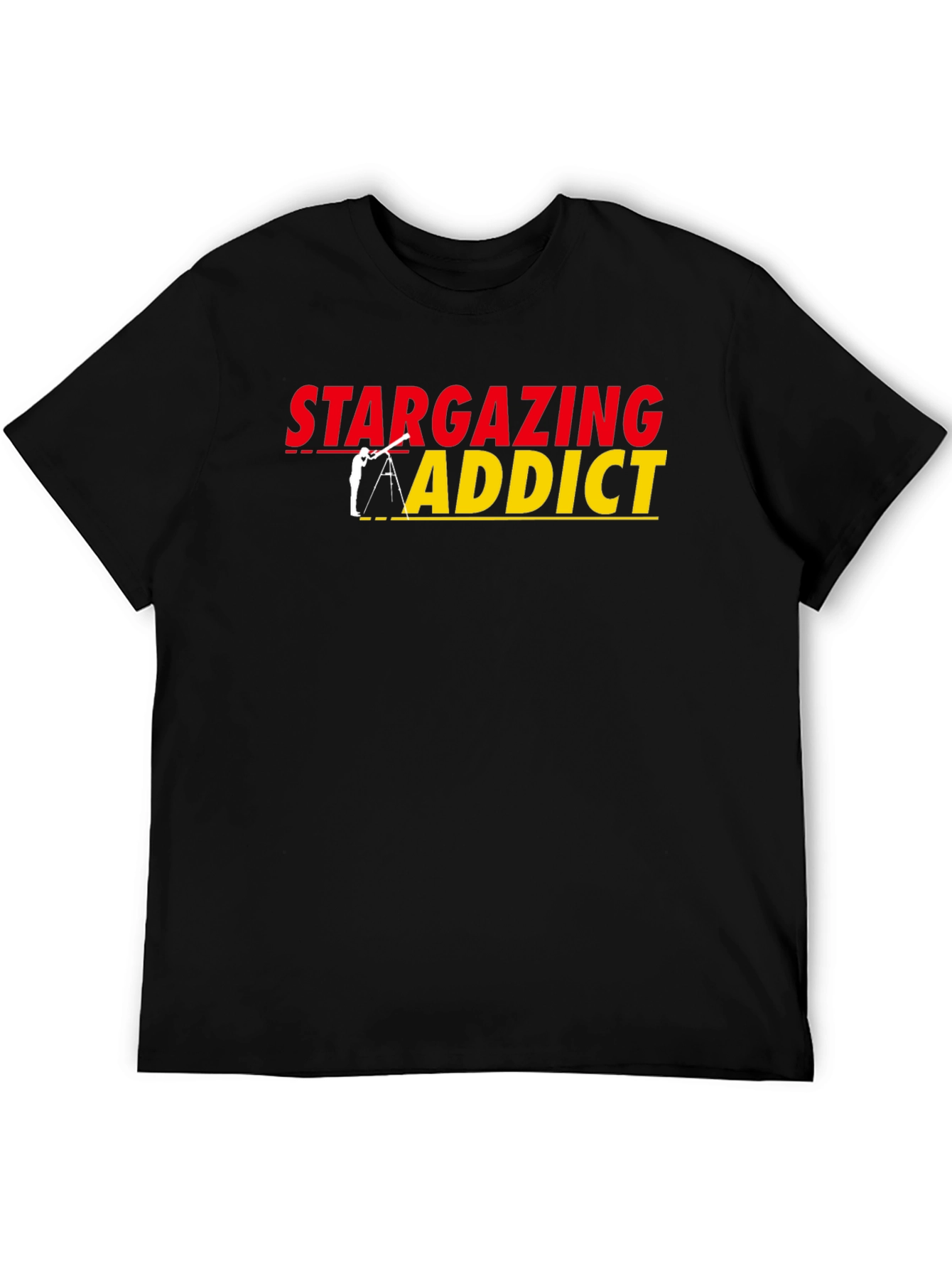 Stargazing Addict Black T-Shirt - Astronomy Lover Tee