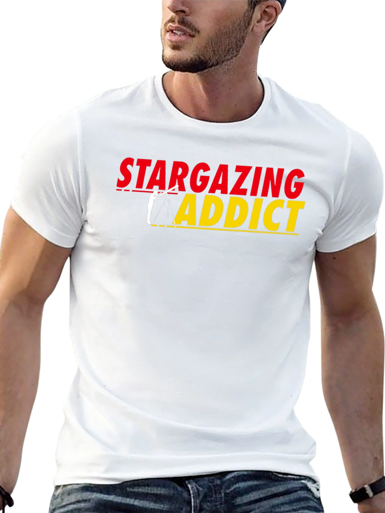 Stargazing Addict Black T-Shirt - Astronomy Lover Tee