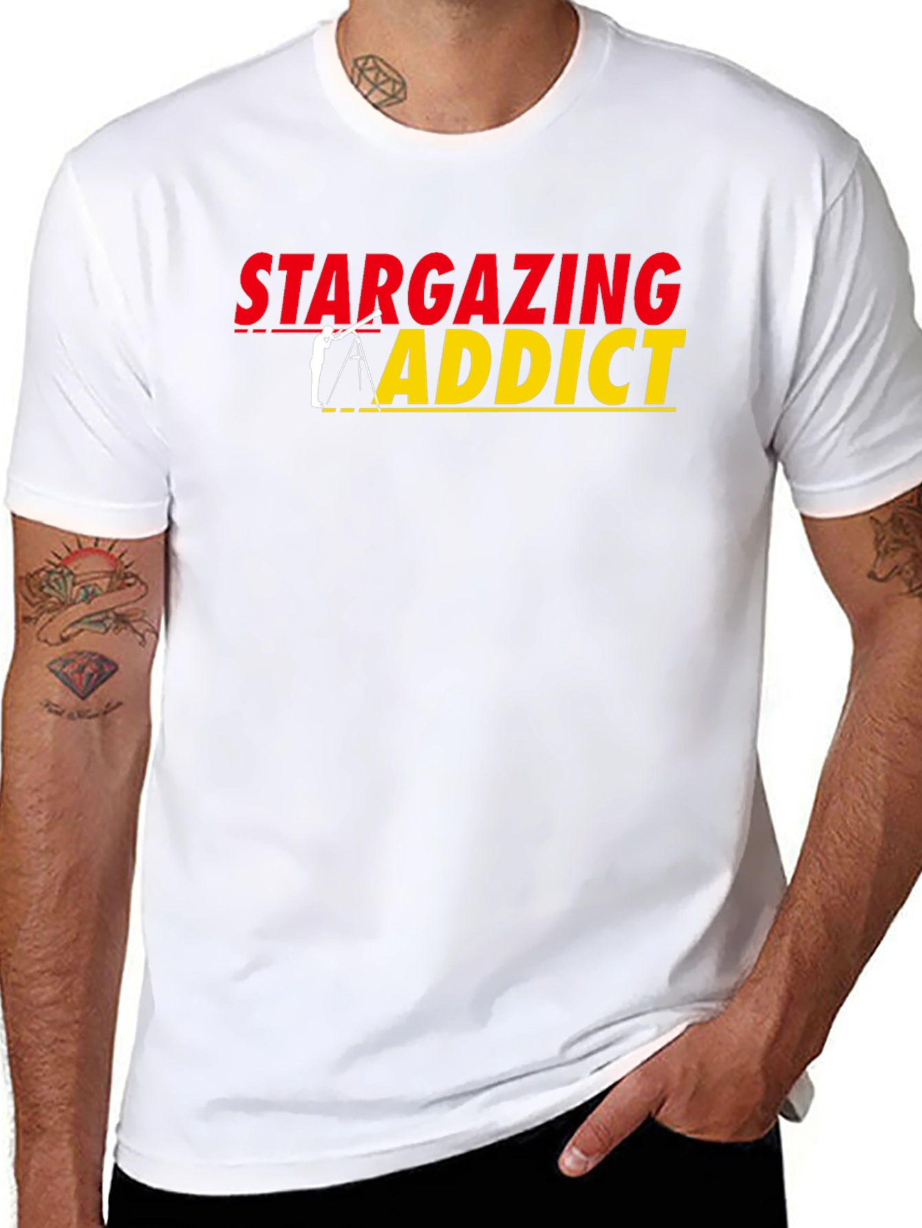 Stargazing Addict Black T-Shirt - Astronomy Lover Tee