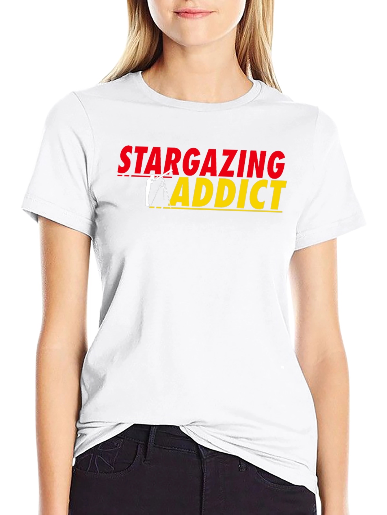 Stargazing Addict Black T-Shirt - Astronomy Lover Tee