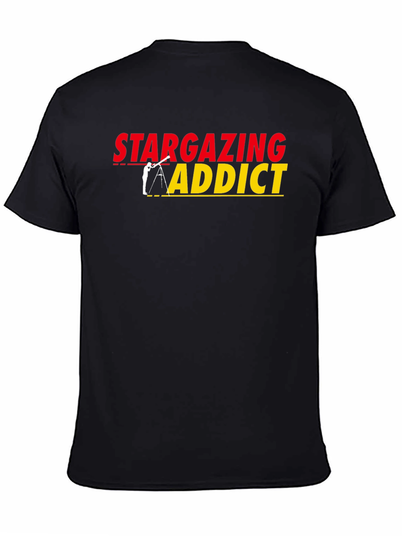 Stargazing Addict Black T-Shirt - Astronomy Lover Tee
