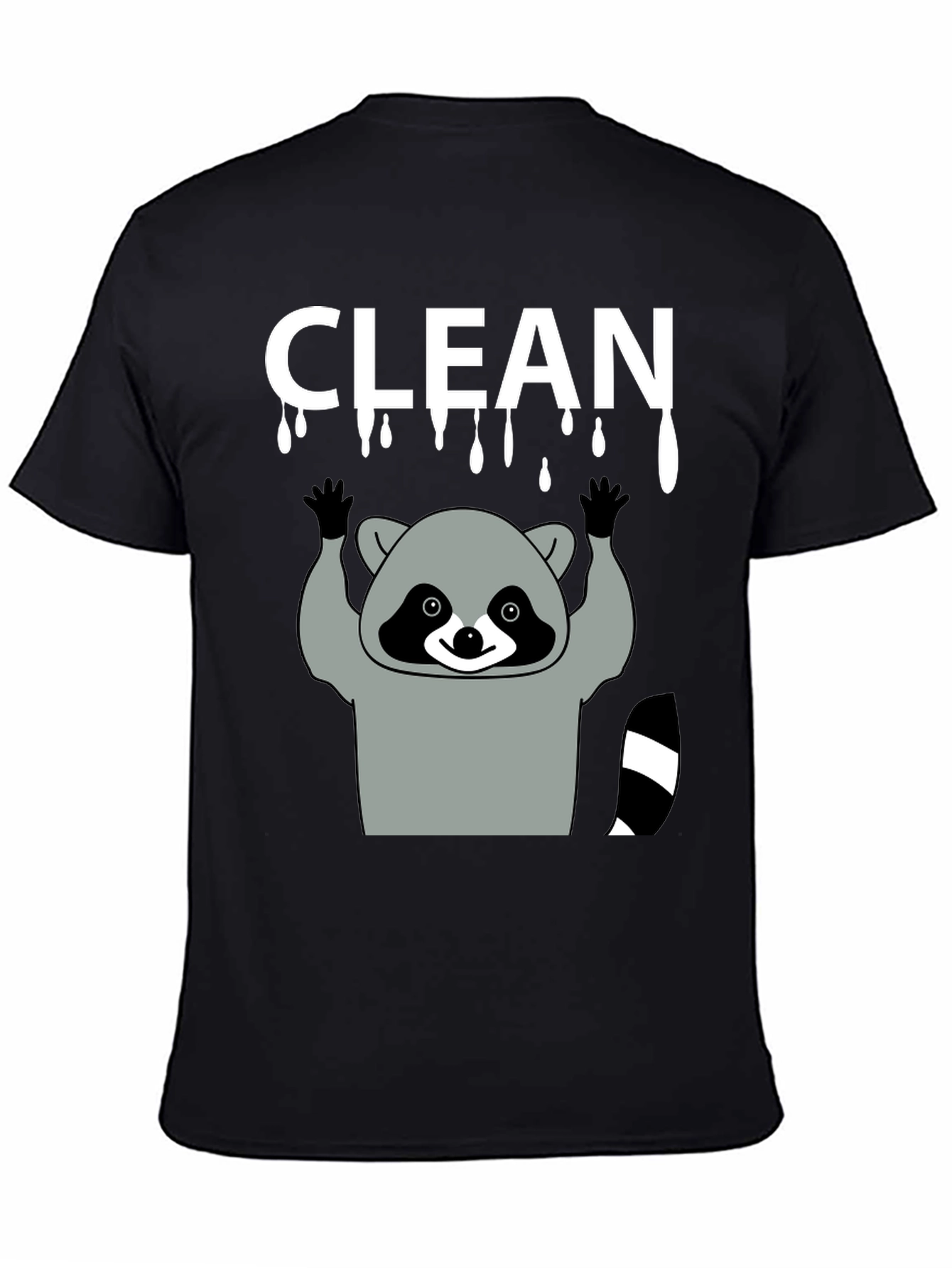 Funny Clean Raccoon Black T-Shirt
