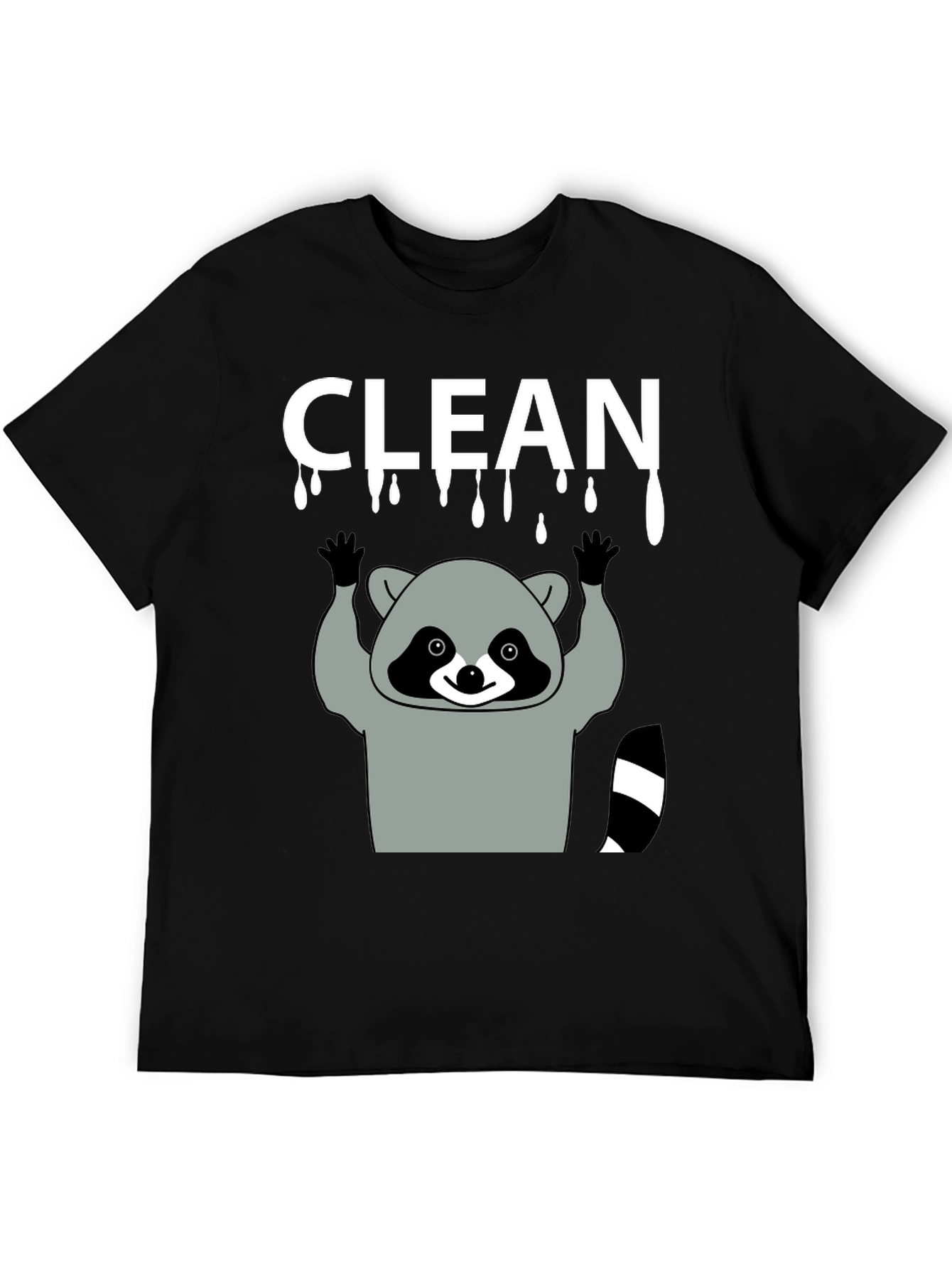 Funny Clean Raccoon Black T-Shirt