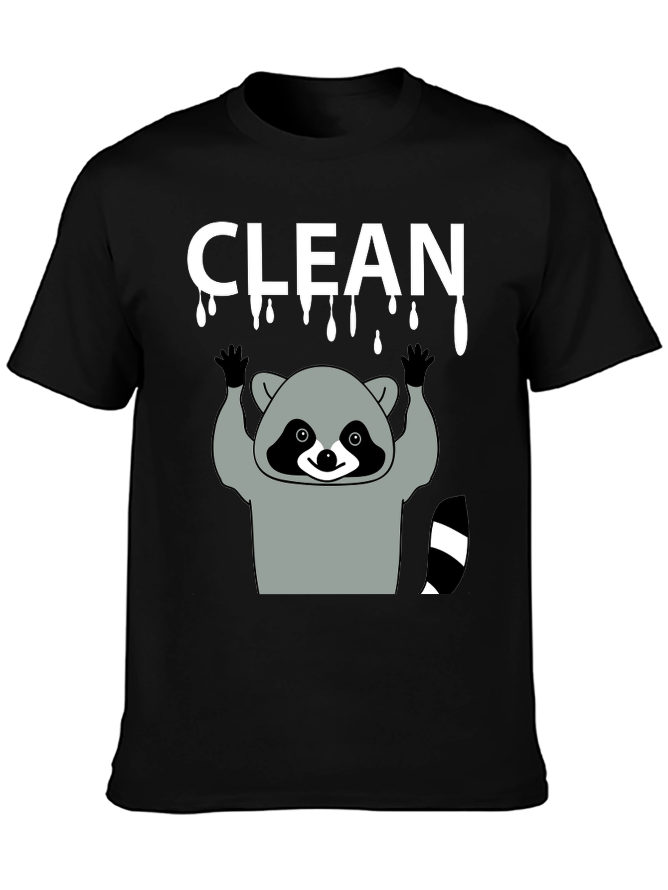 Funny Clean Raccoon Black T-Shirt