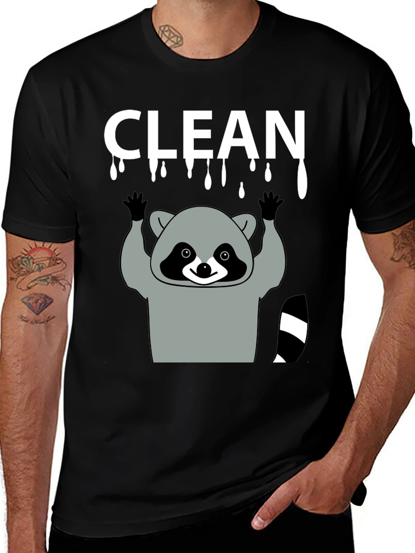 Funny Clean Raccoon Black T-Shirt