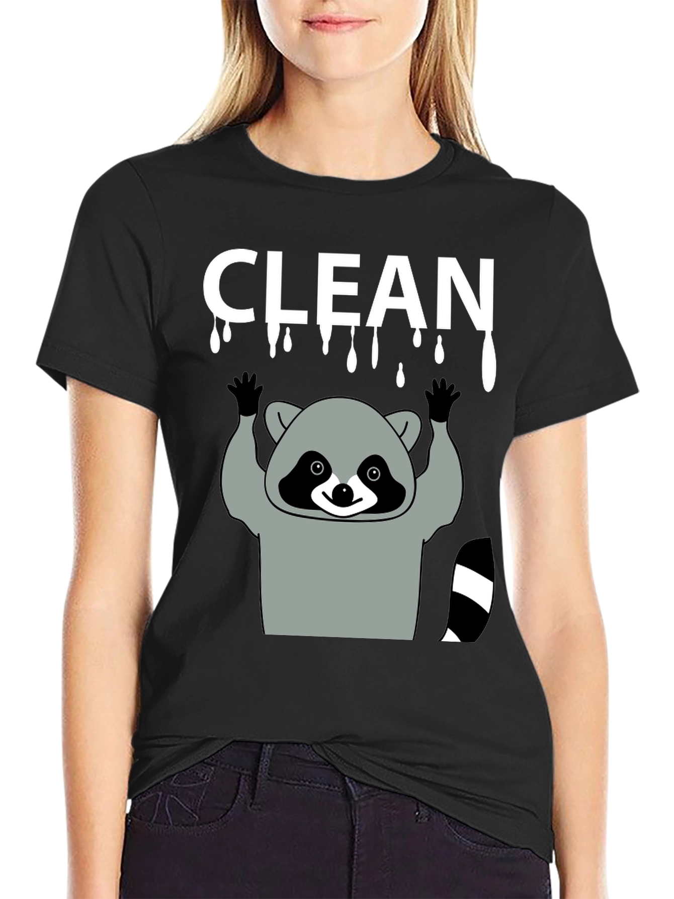 Funny Clean Raccoon Black T-Shirt