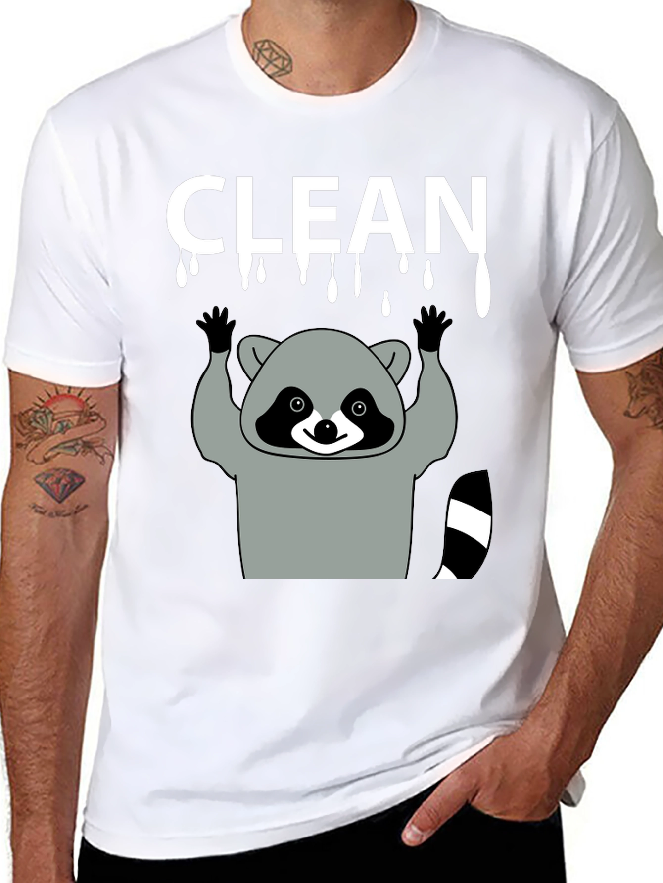 Funny Clean Raccoon Black T-Shirt