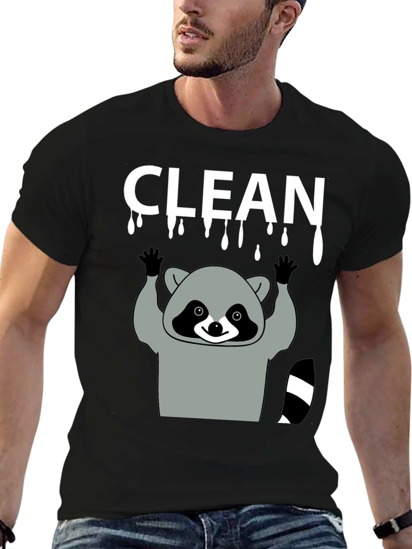 Funny Clean Raccoon Black T-Shirt