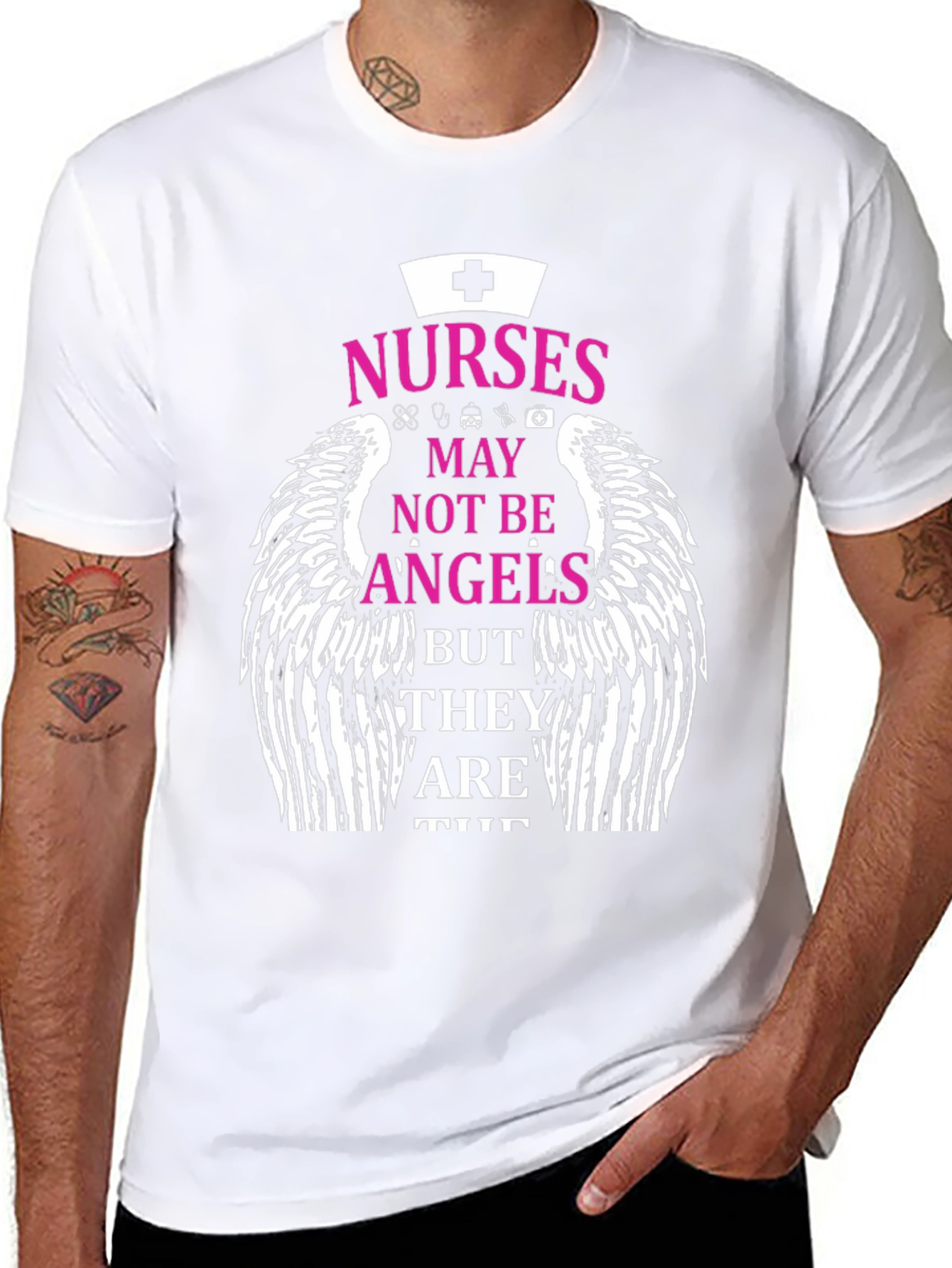 Nurses Not Angels Graphic T-Shirt - Medical Hero Tee
