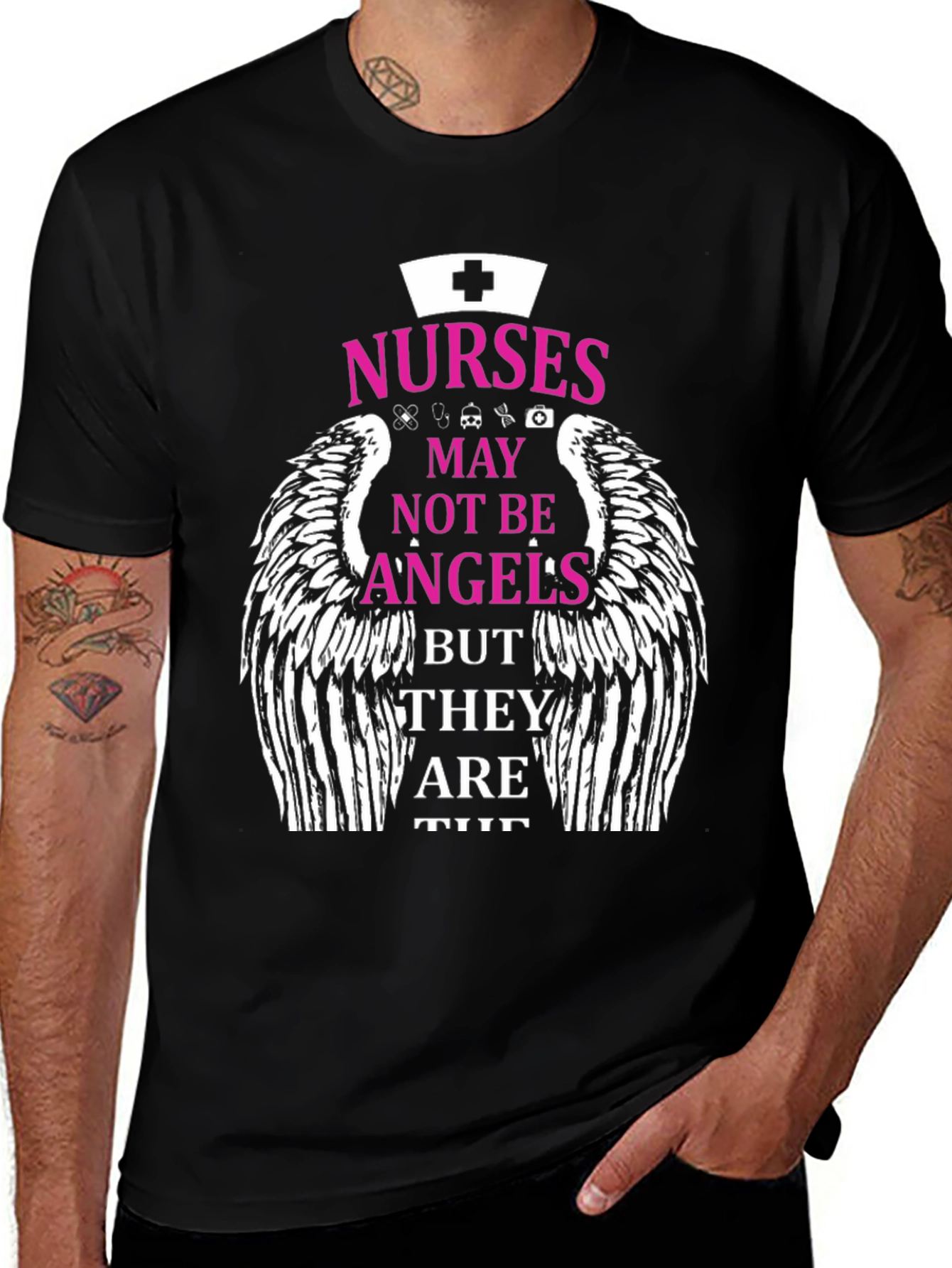 Nurses Not Angels Graphic T-Shirt - Medical Hero Tee