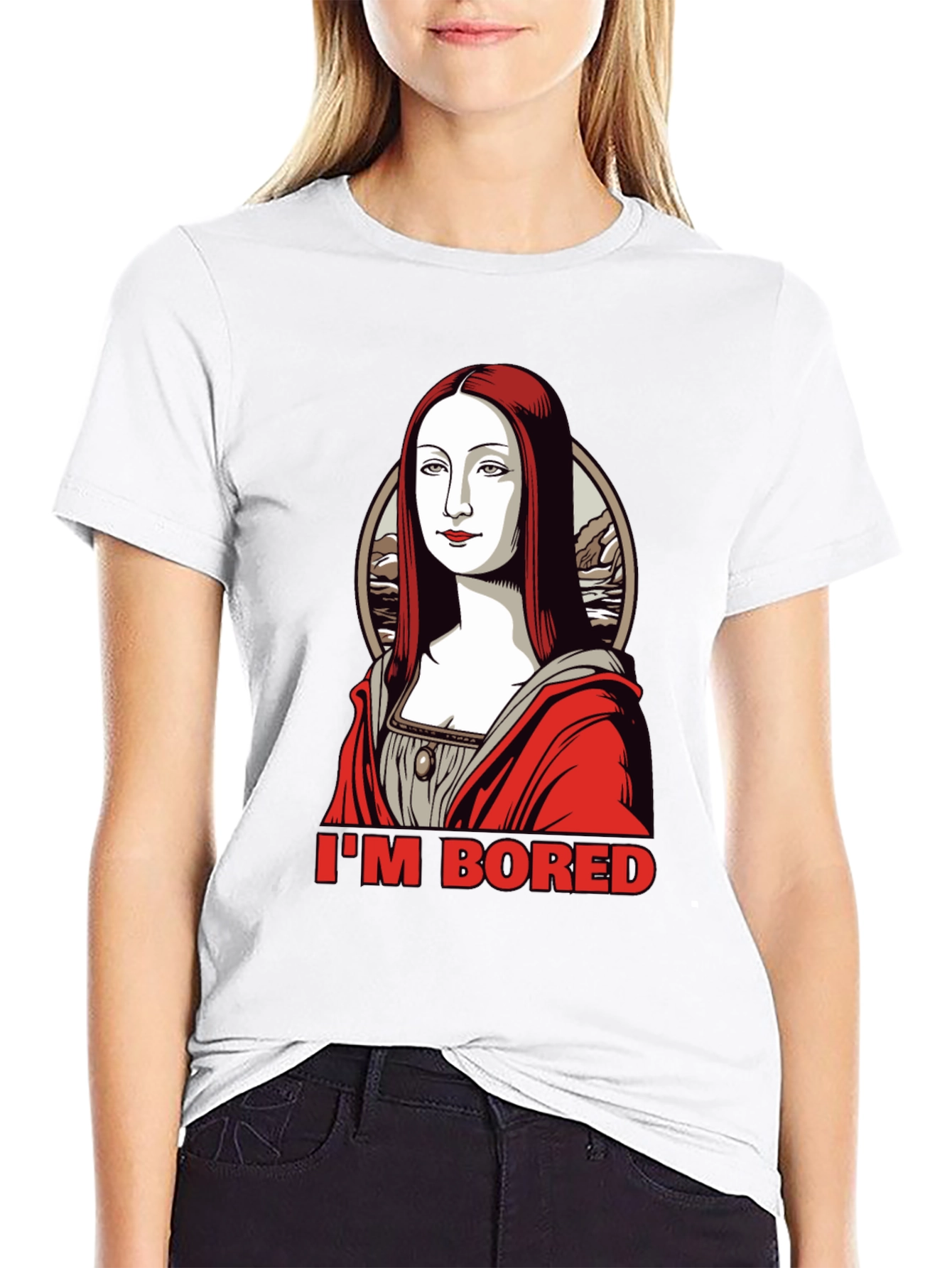 Bored Mona Lisa Graphic Tee - Black