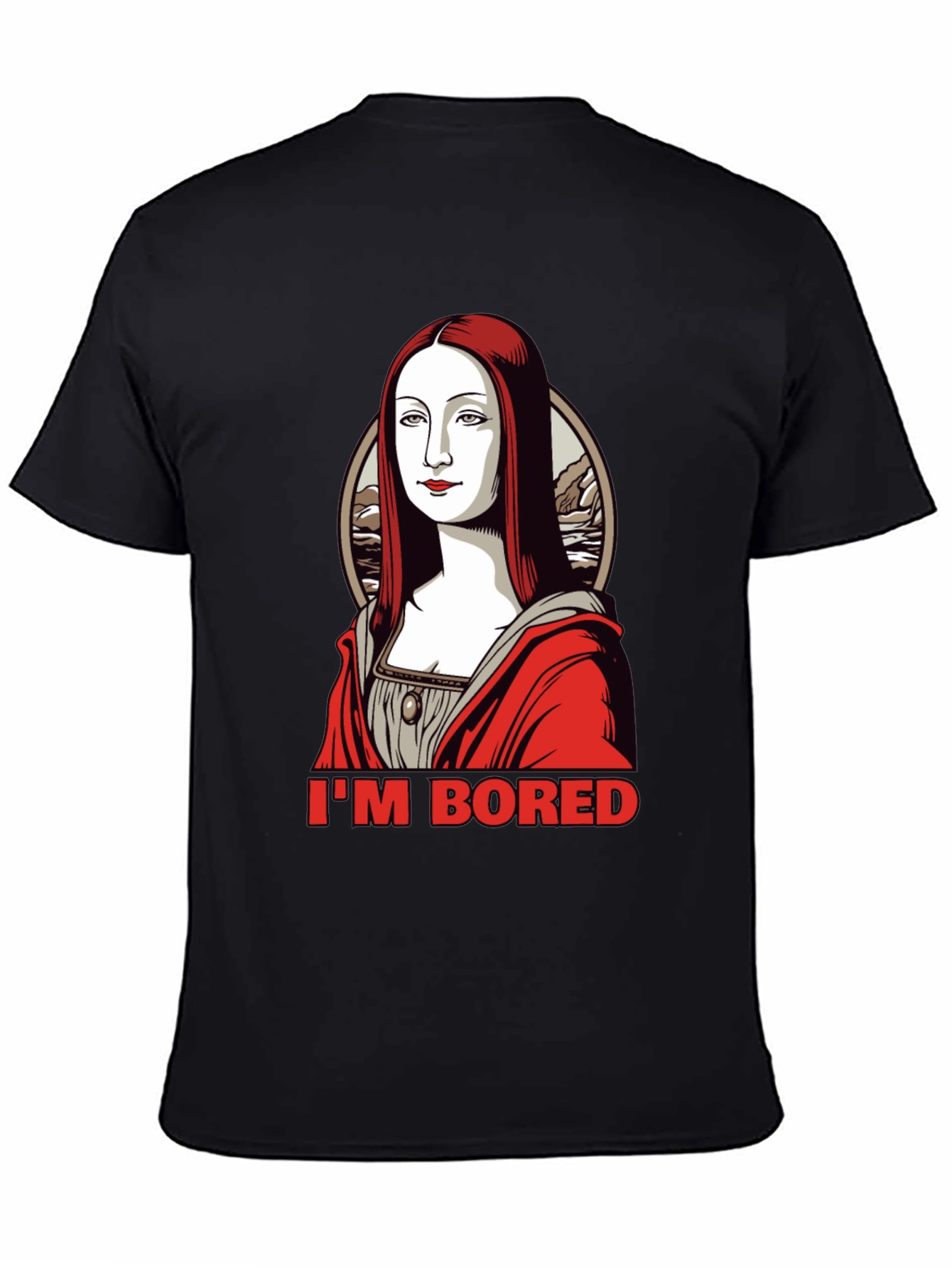 Bored Mona Lisa Graphic Tee - Black