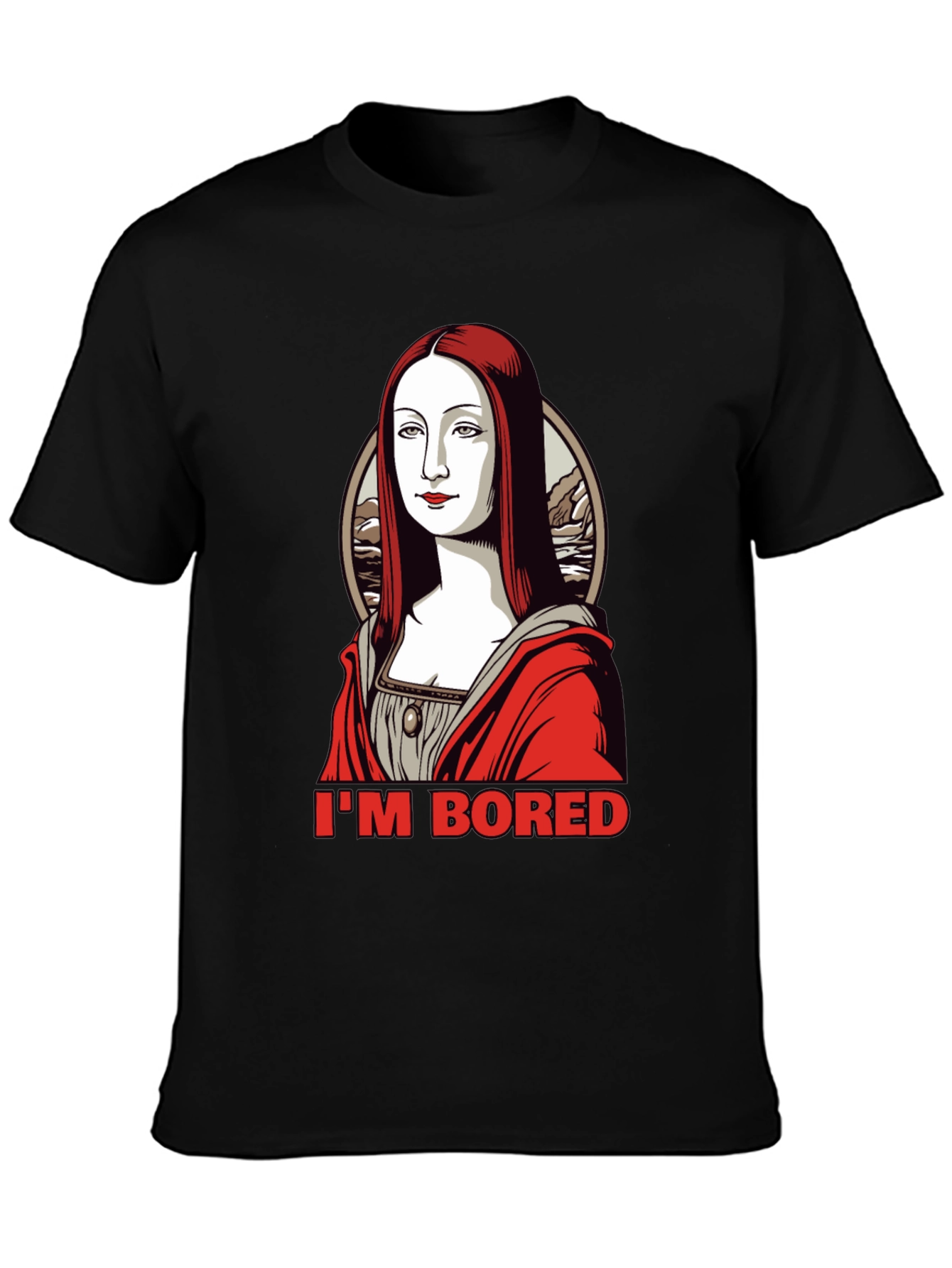 Bored Mona Lisa Graphic Tee - Black