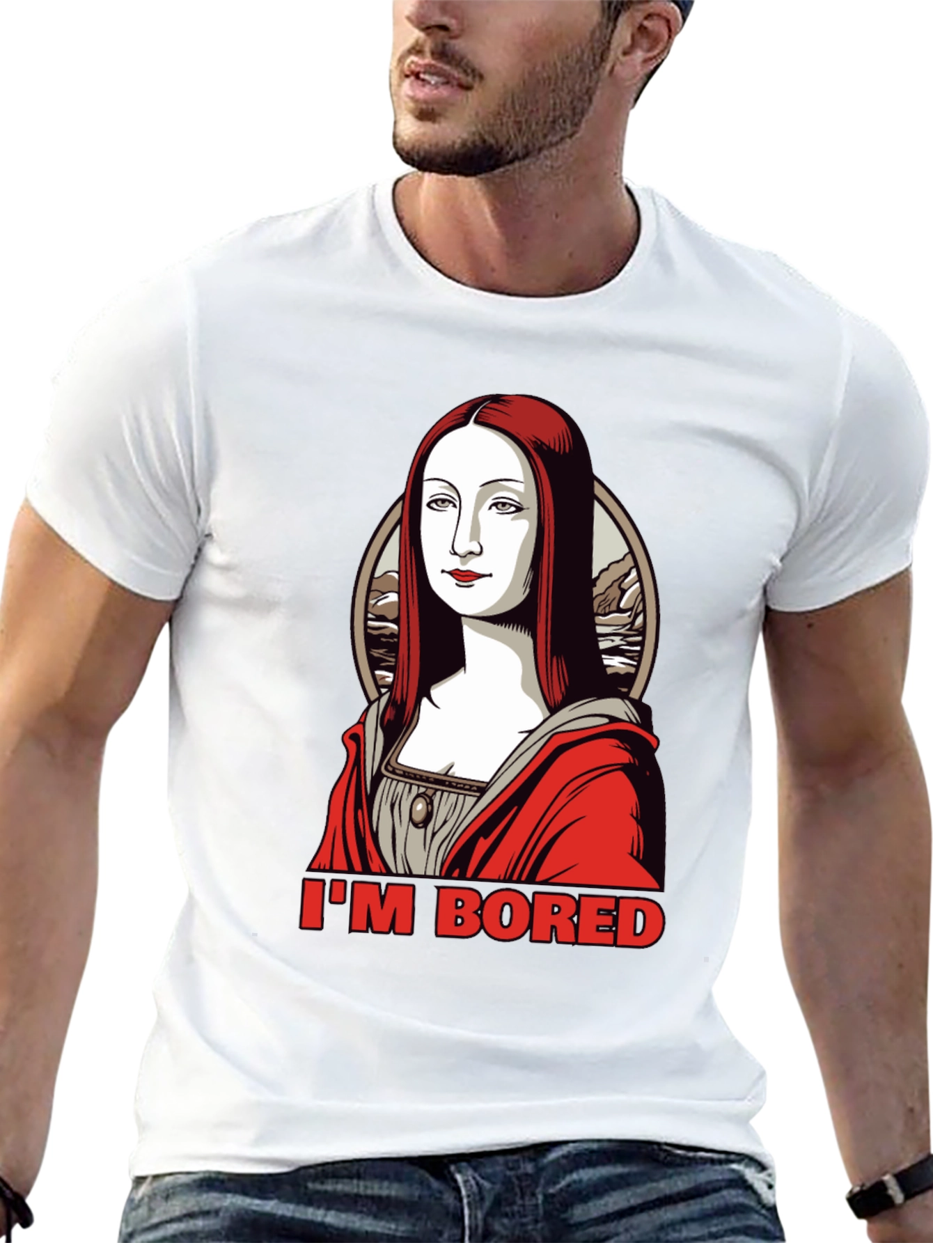 Bored Mona Lisa Graphic Tee - Black