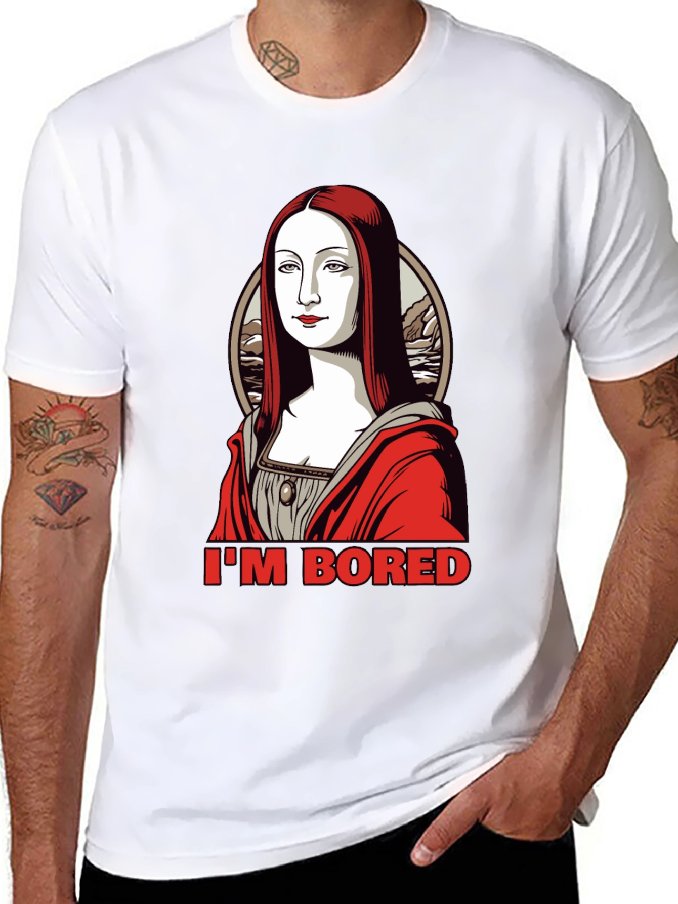 Bored Mona Lisa Graphic Tee - Black