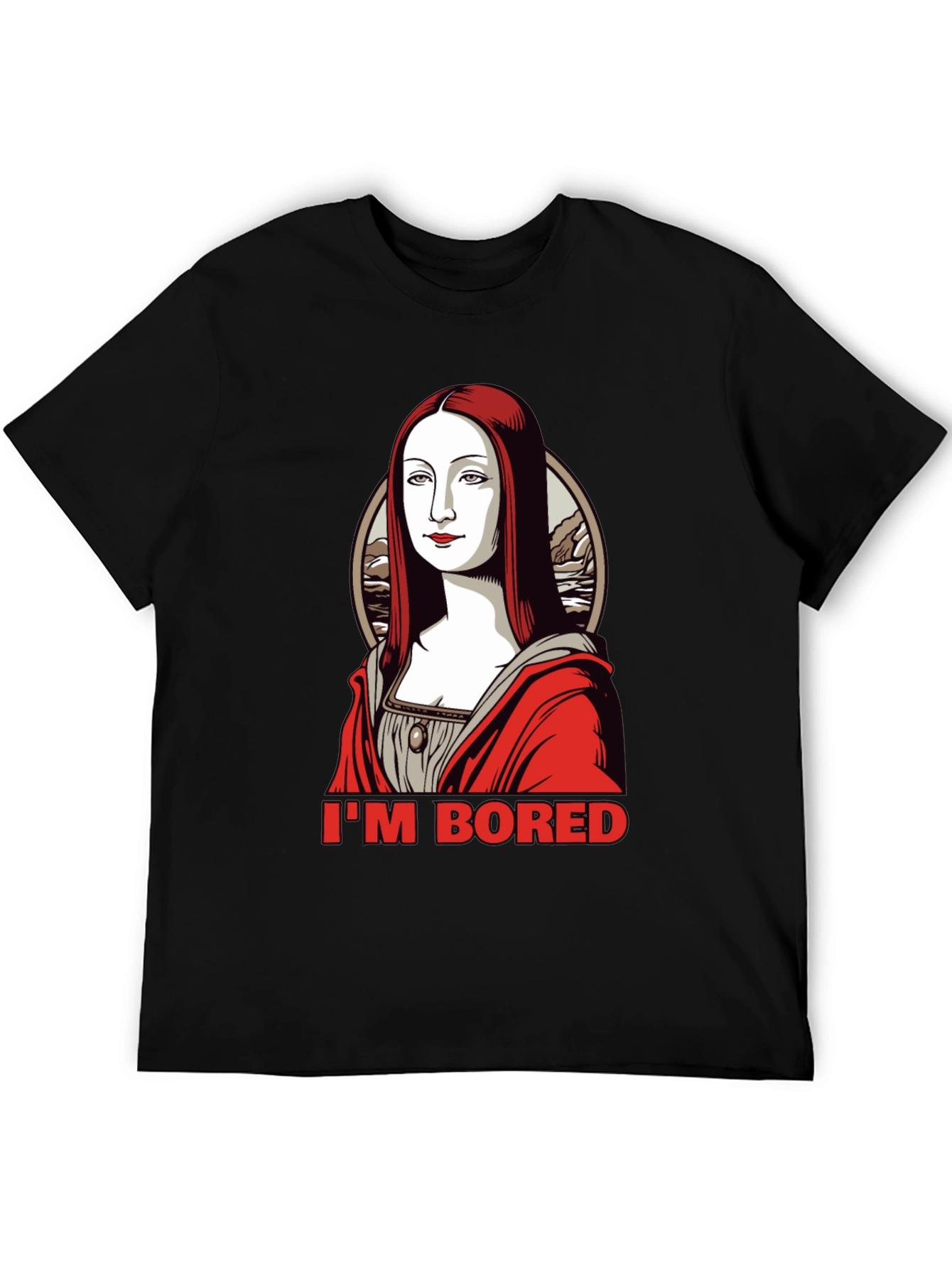 Bored Mona Lisa Graphic Tee - Black