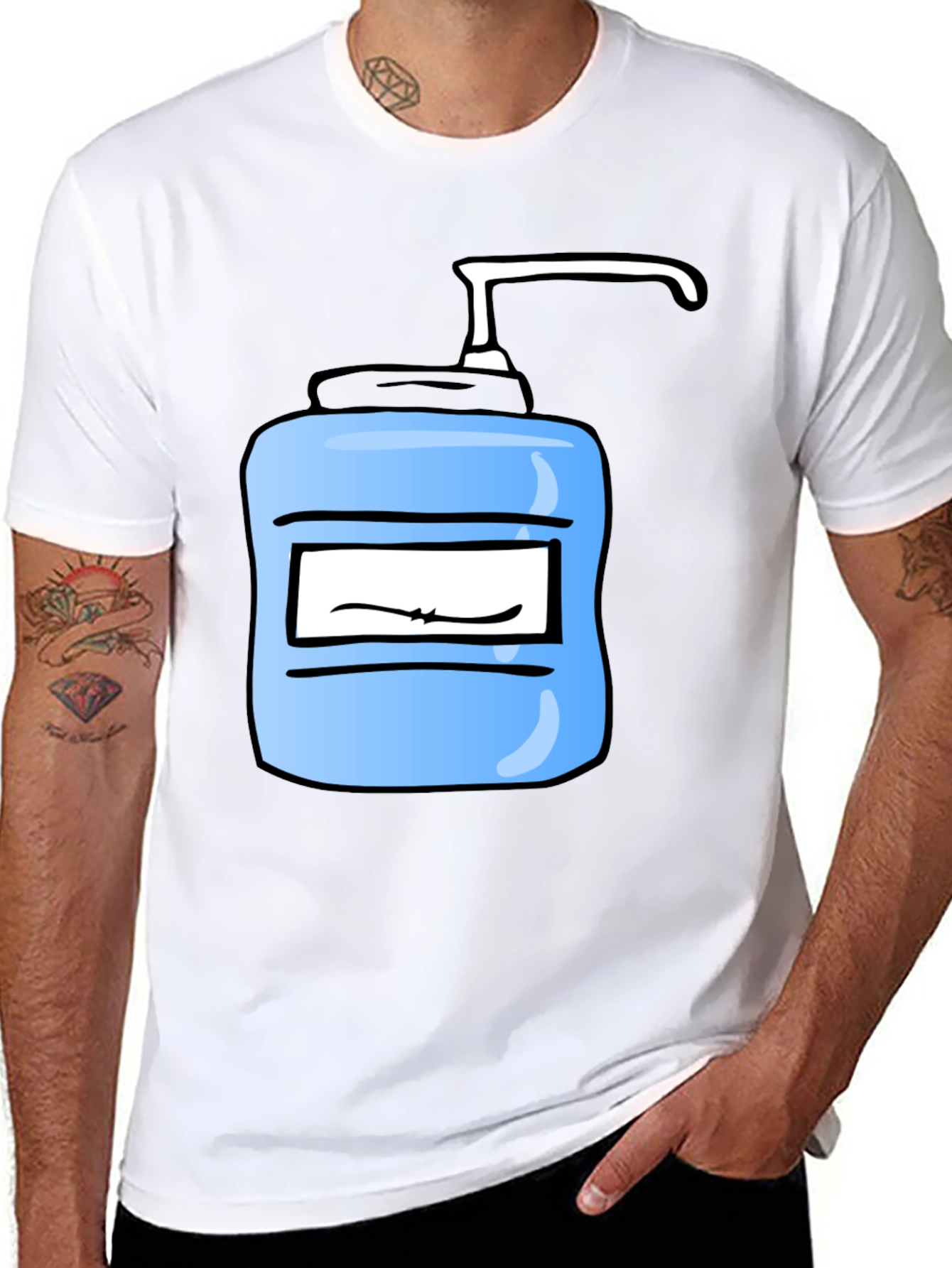 Cartoon Hand Sanitizer Graphic Tee - Black