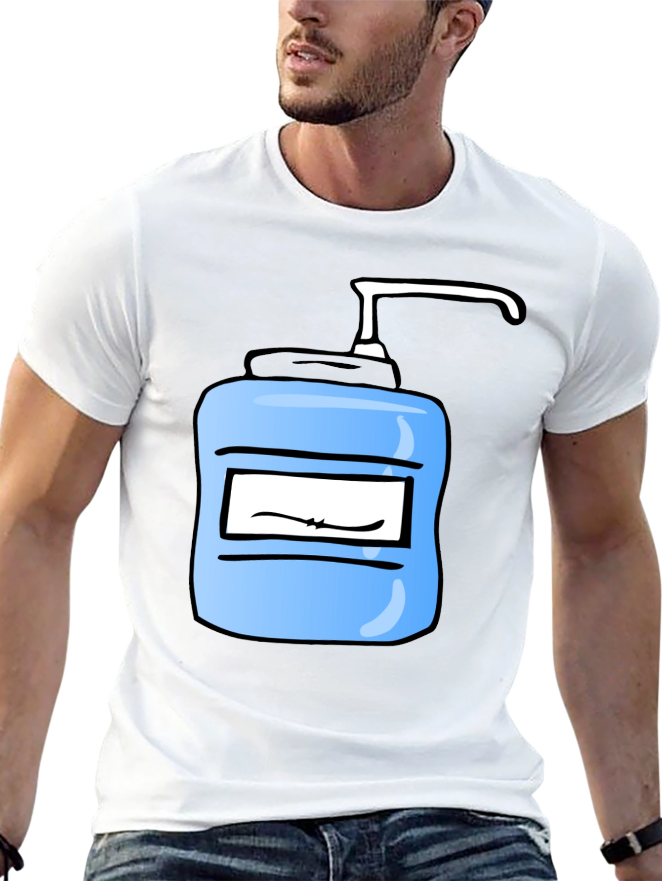 Cartoon Hand Sanitizer Graphic Tee - Black