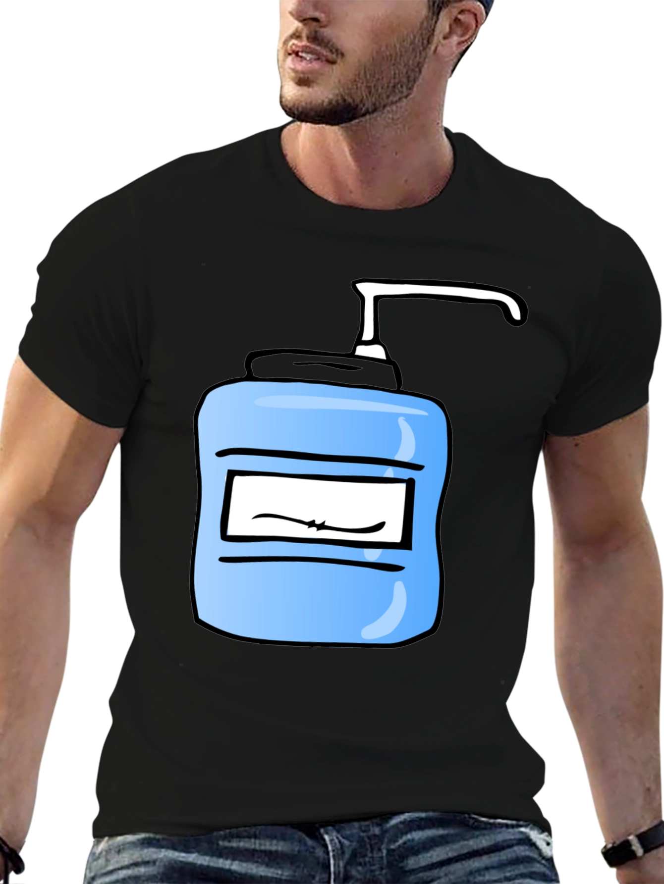 Cartoon Hand Sanitizer Graphic Tee - Black