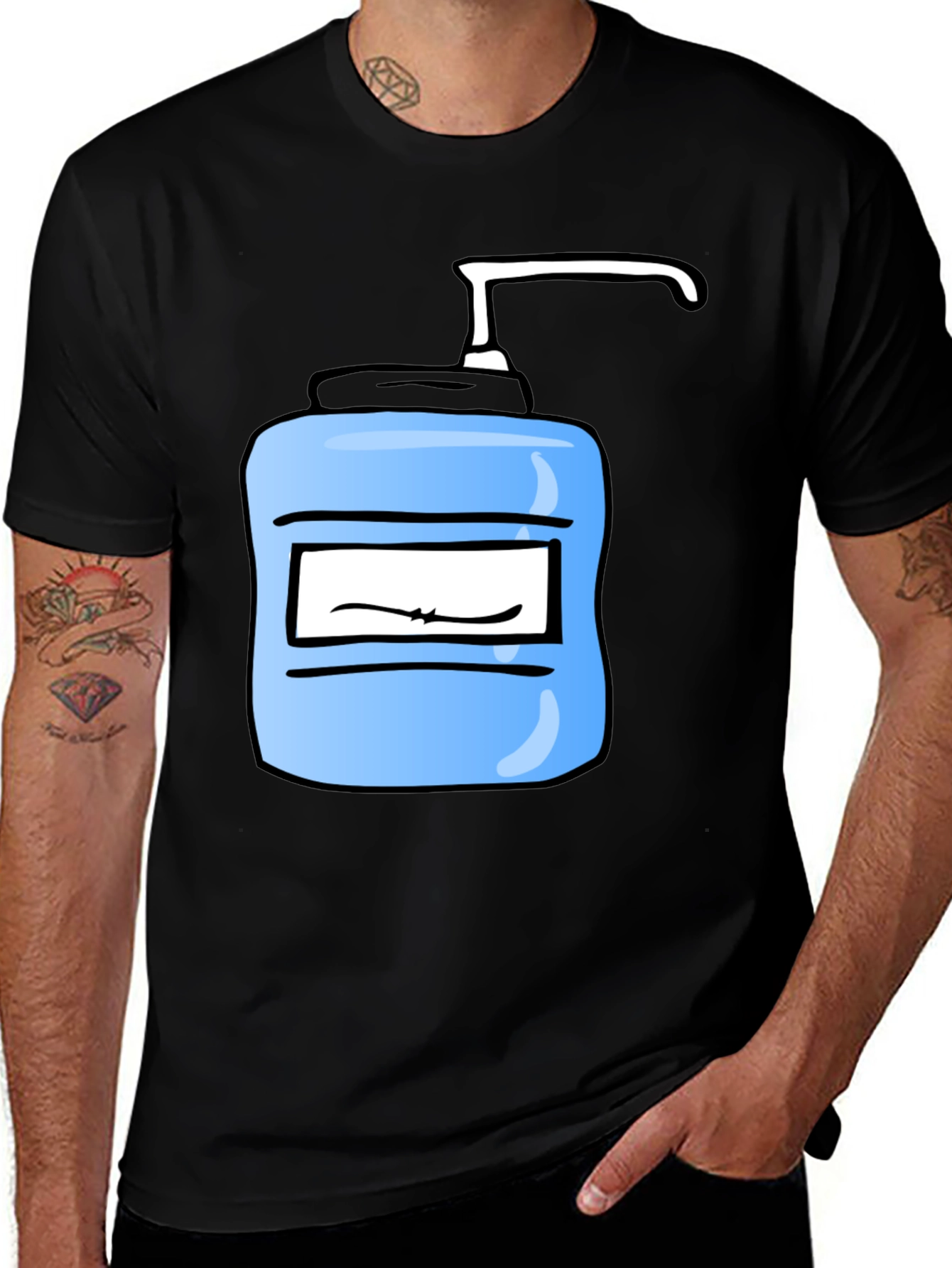 Cartoon Hand Sanitizer Graphic Tee - Black