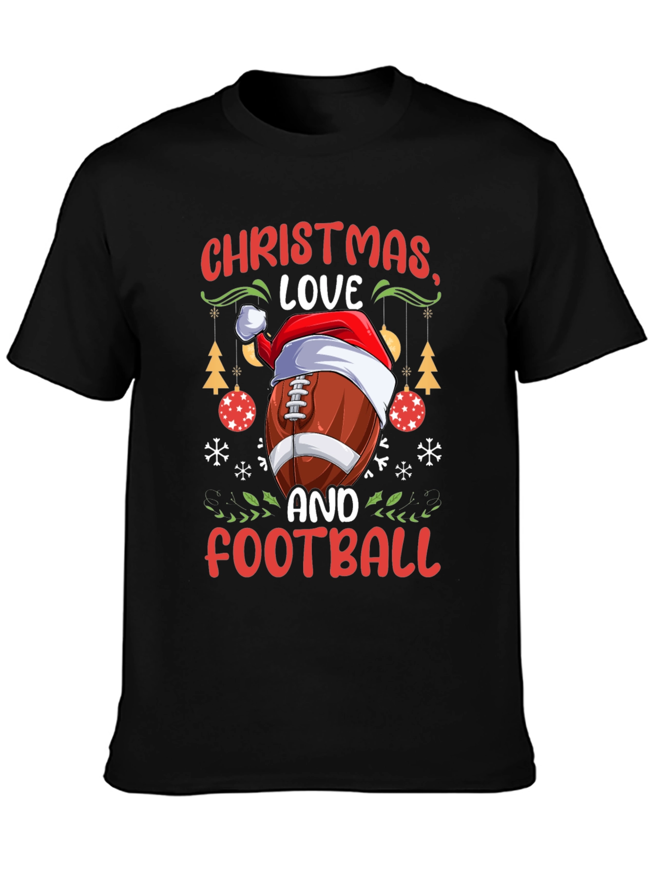 Christmas Love and Football Graphic T-Shirt