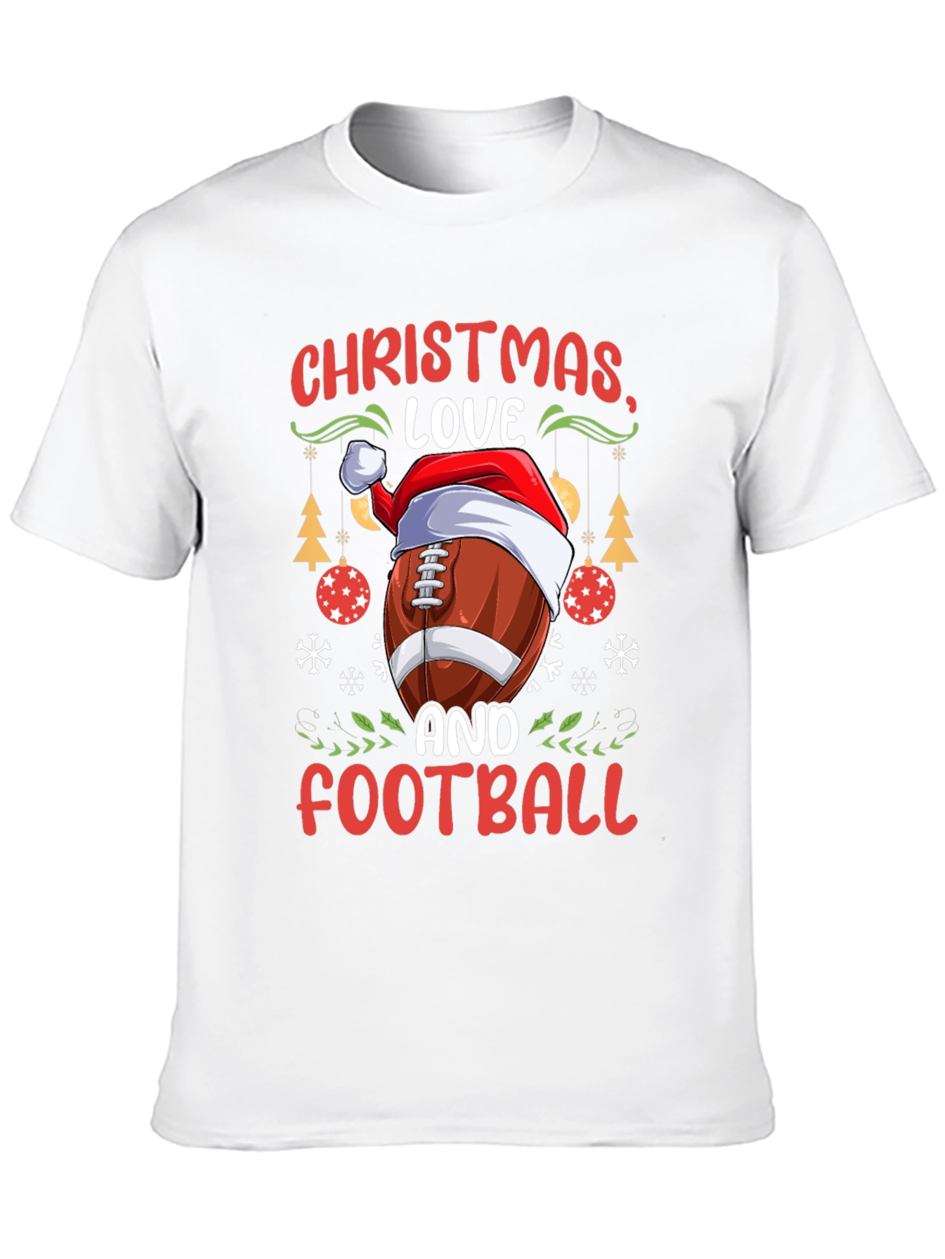Christmas Love and Football Graphic T-Shirt