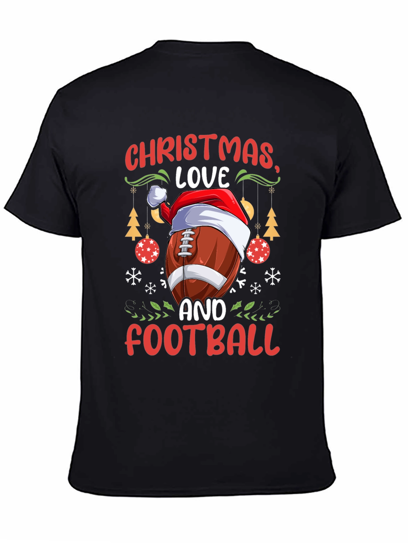 Christmas Love and Football Graphic T-Shirt