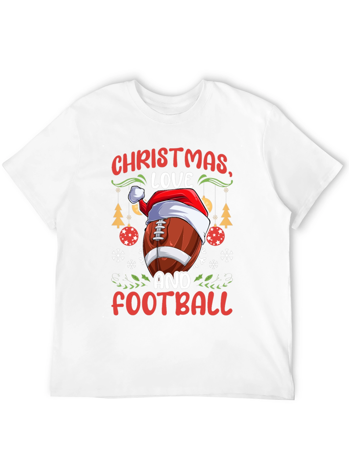 Christmas Love and Football Graphic T-Shirt