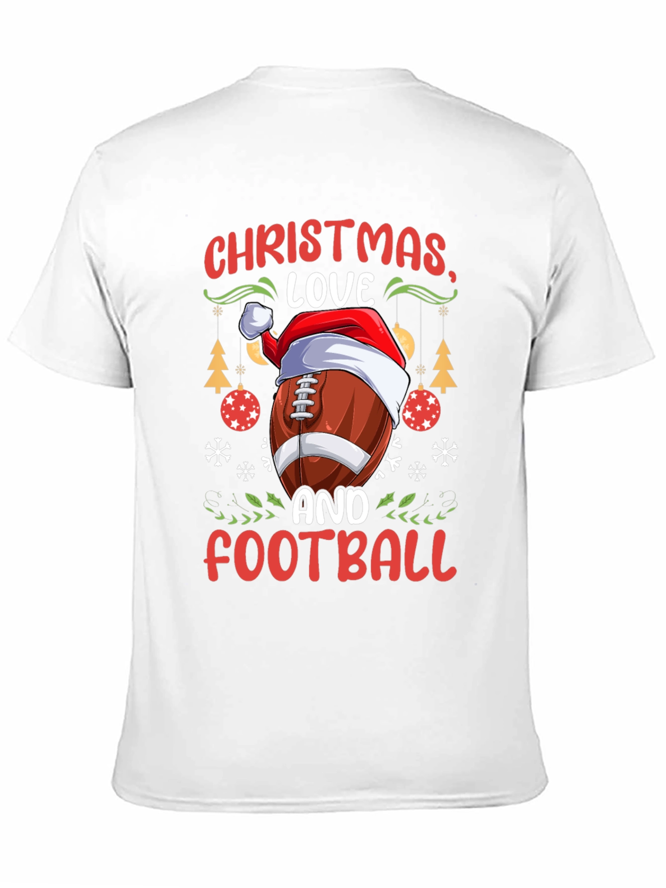 Christmas Love and Football Graphic T-Shirt