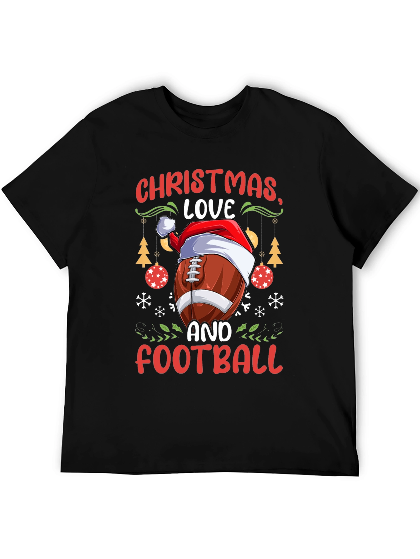 Christmas Love and Football Graphic T-Shirt