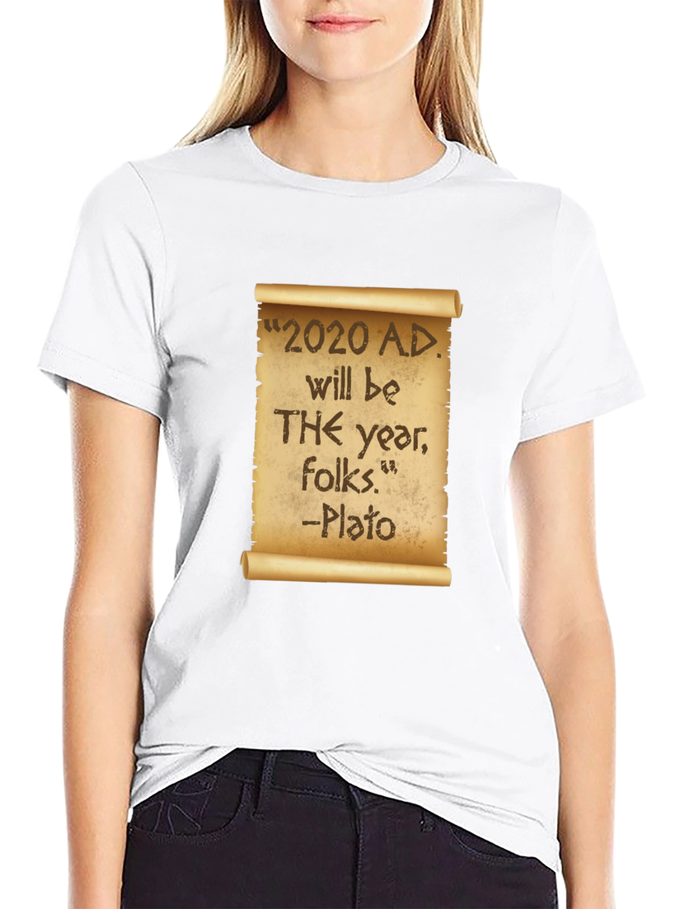 Novelty 2020 Plato Quote Black T-Shirt