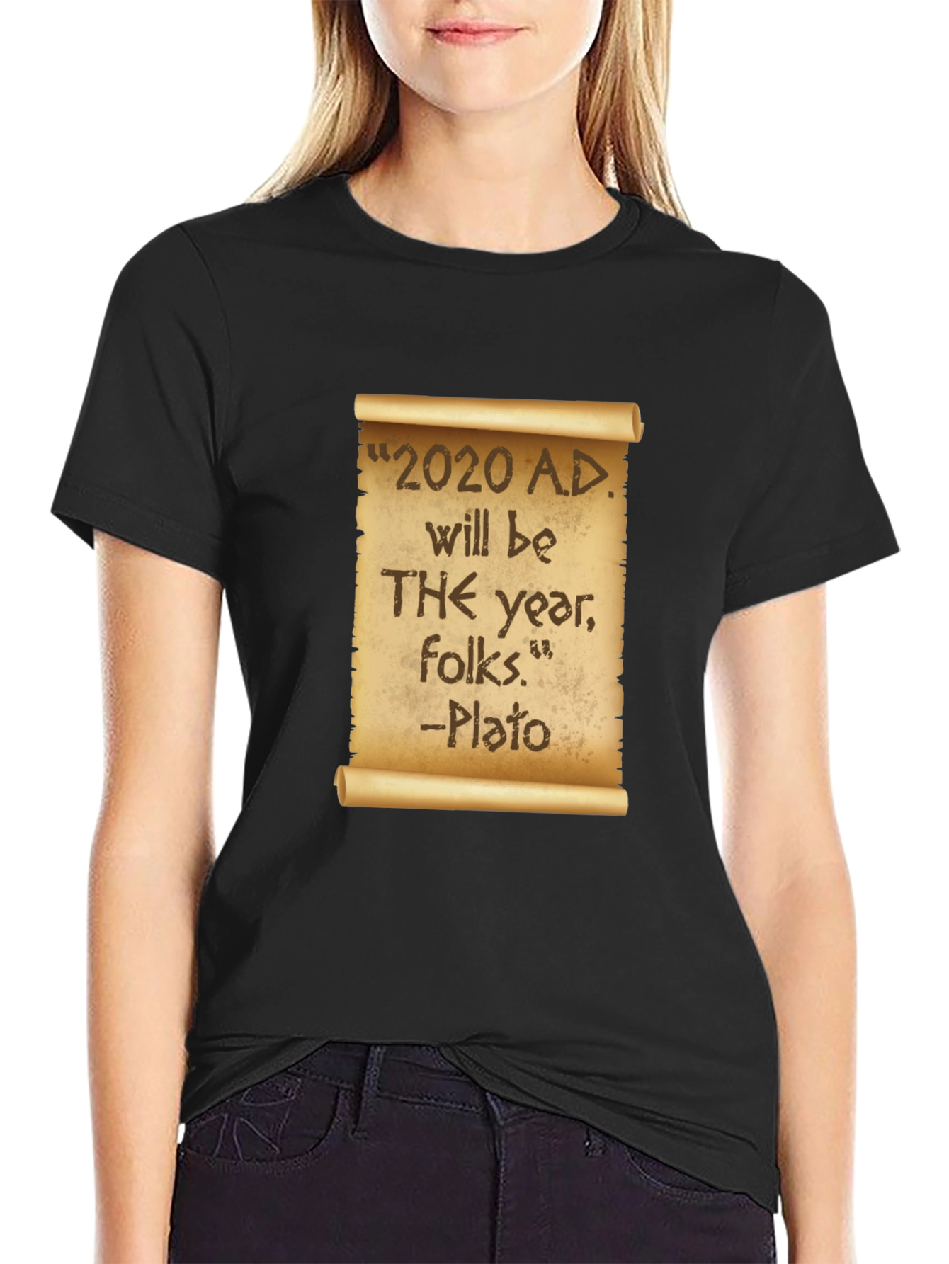 Novelty 2020 Plato Quote Black T-Shirt