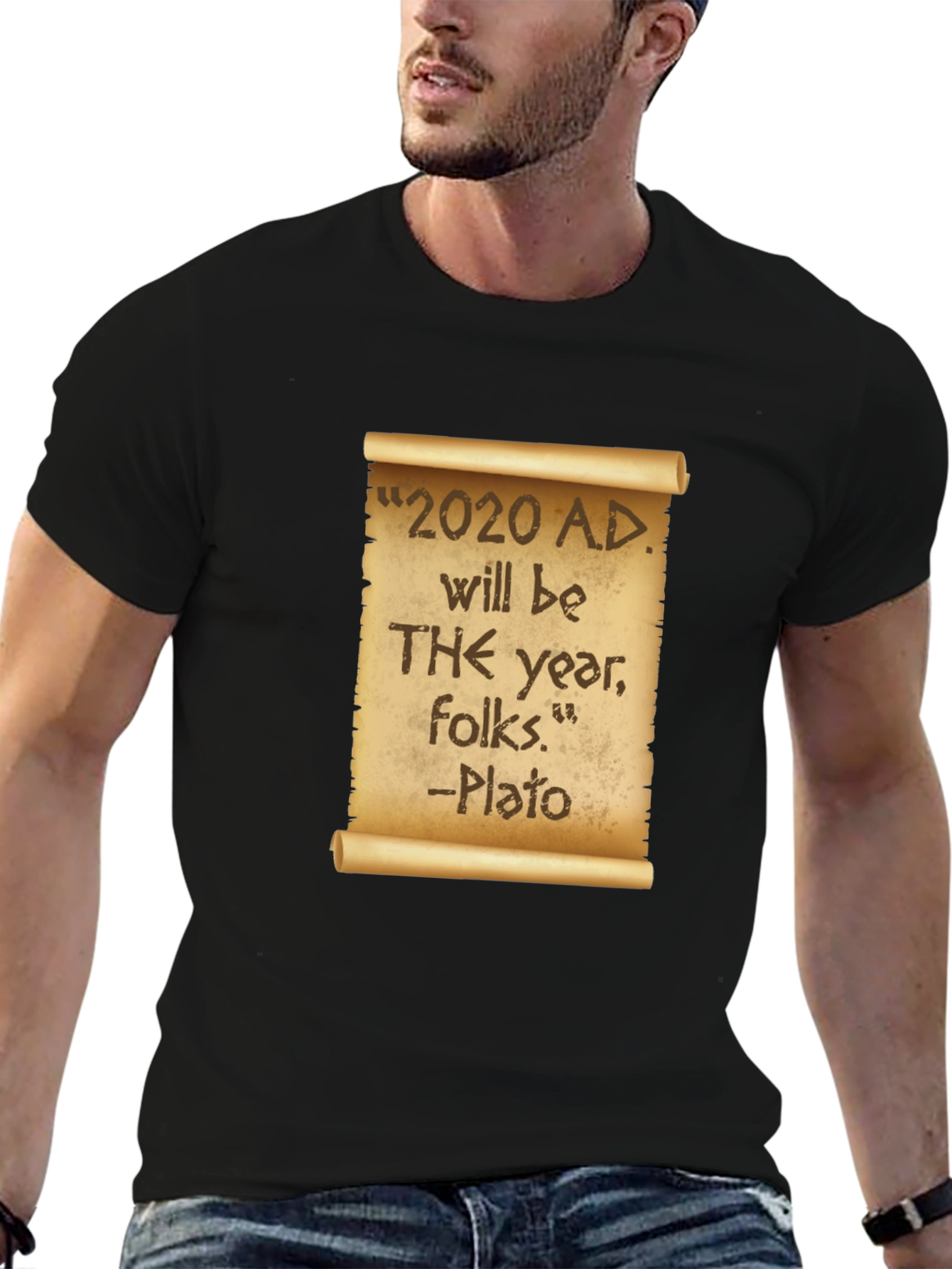 Novelty 2020 Plato Quote Black T-Shirt