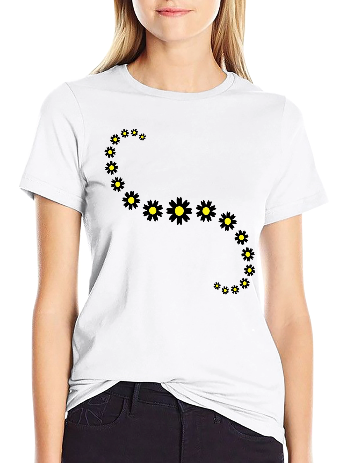 Daisy Spiral Black T-Shirt