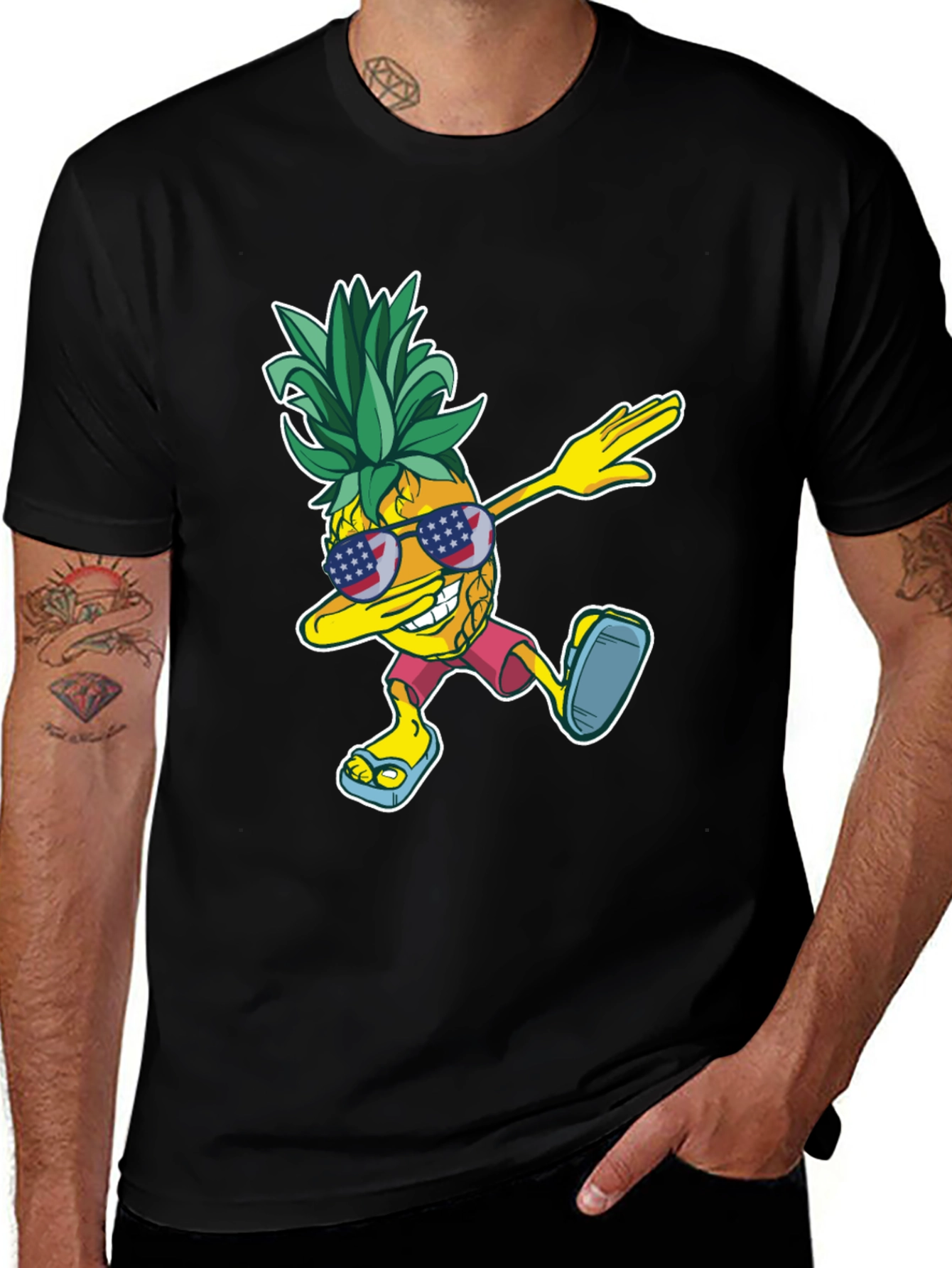 Dabbing Pineapple Graphic Tee - Patriotic Summer Style