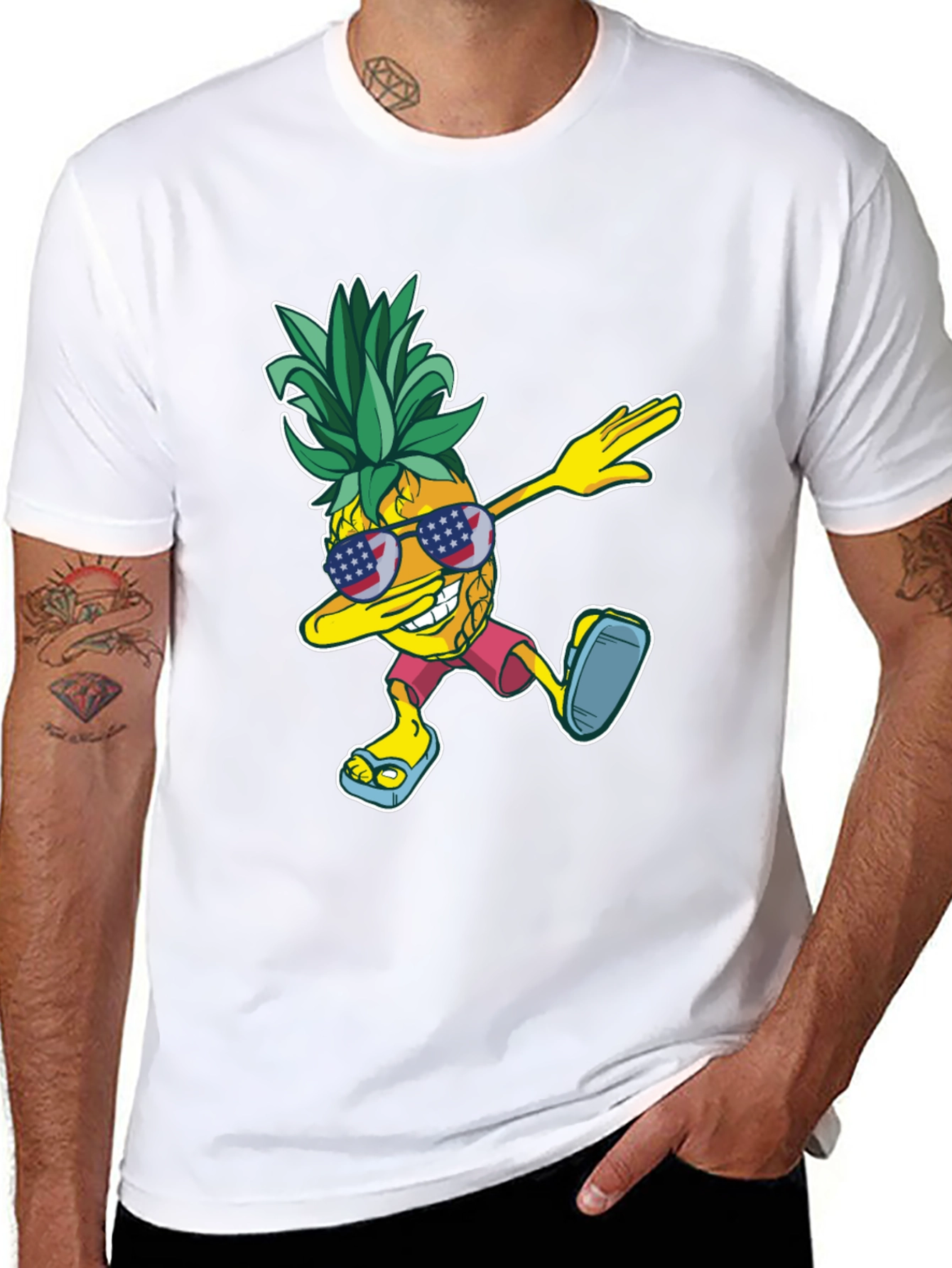 Dabbing Pineapple Graphic Tee - Patriotic Summer Style