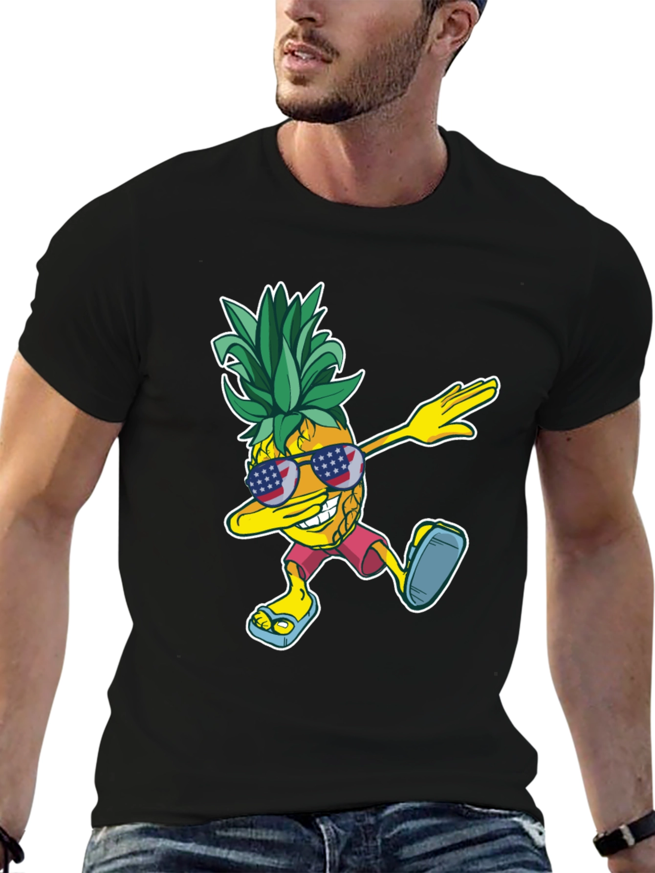 Dabbing Pineapple Graphic Tee - Patriotic Summer Style