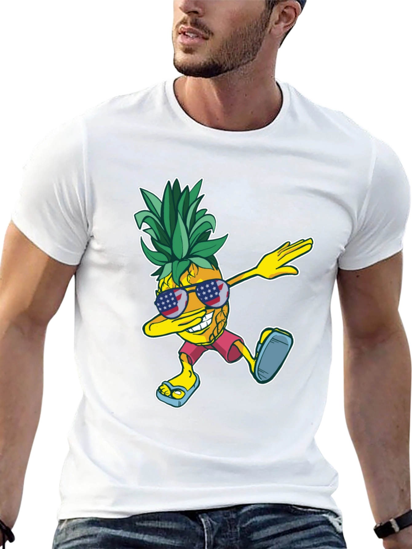 Dabbing Pineapple Graphic Tee - Patriotic Summer Style