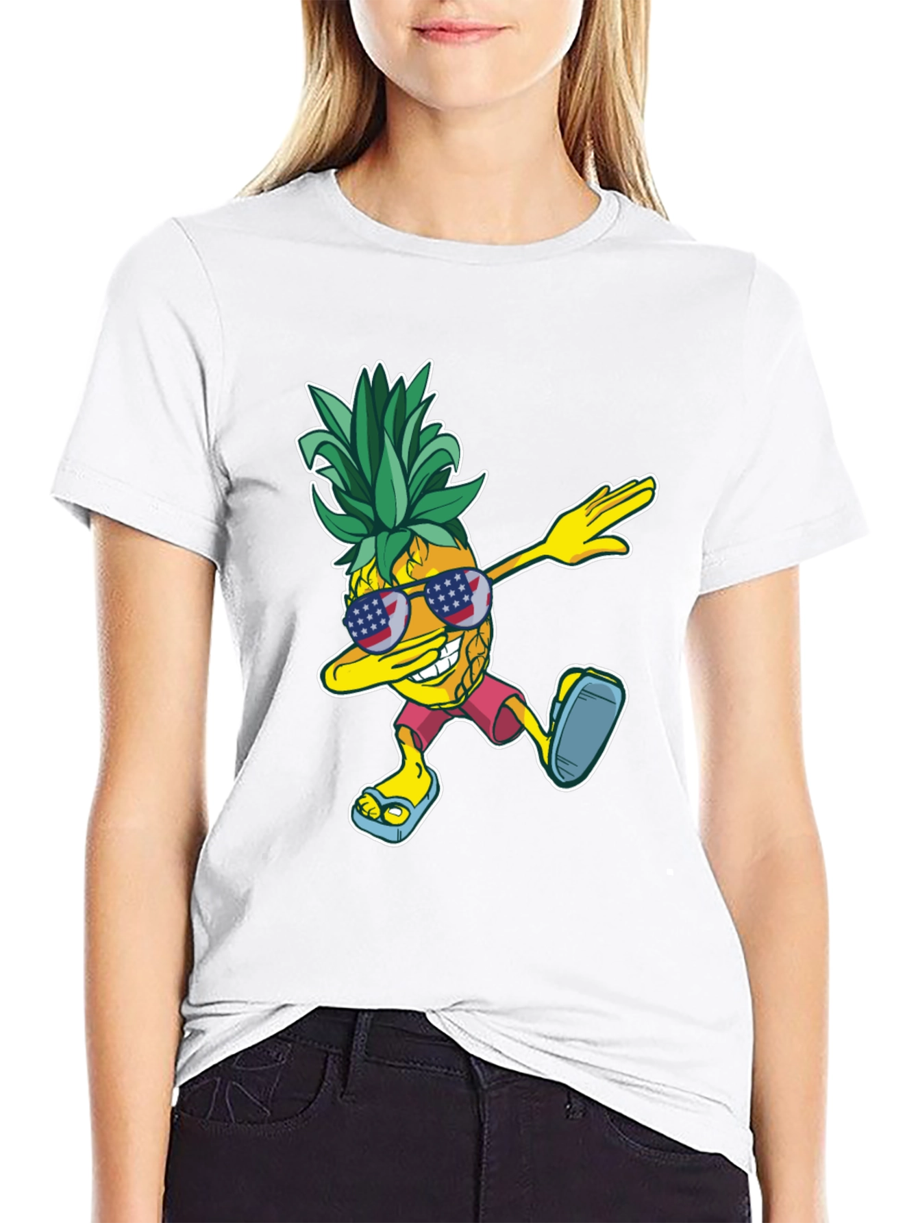 Dabbing Pineapple Graphic Tee - Patriotic Summer Style