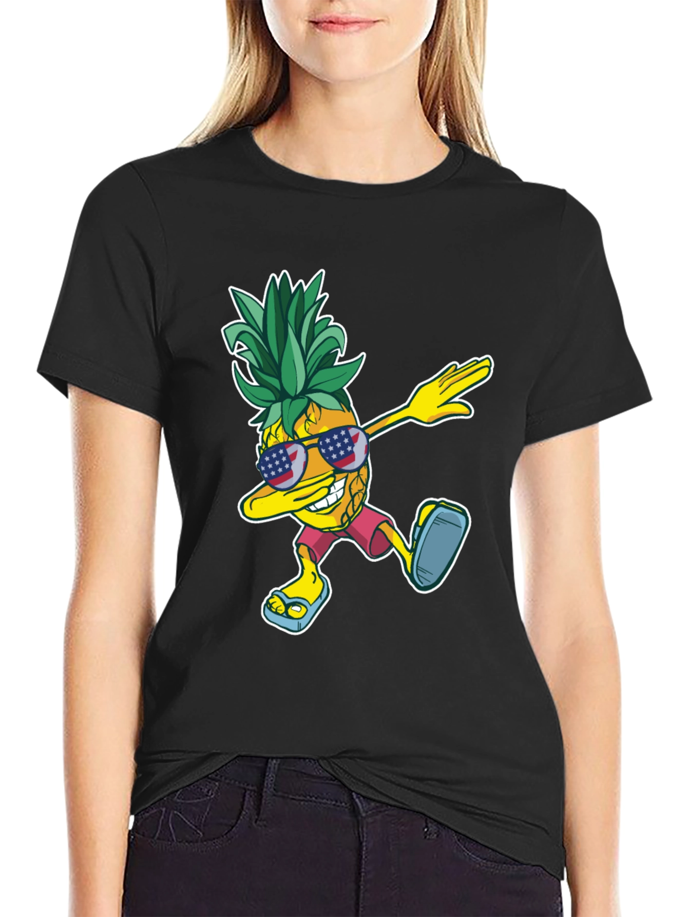 Dabbing Pineapple Graphic Tee - Patriotic Summer Style